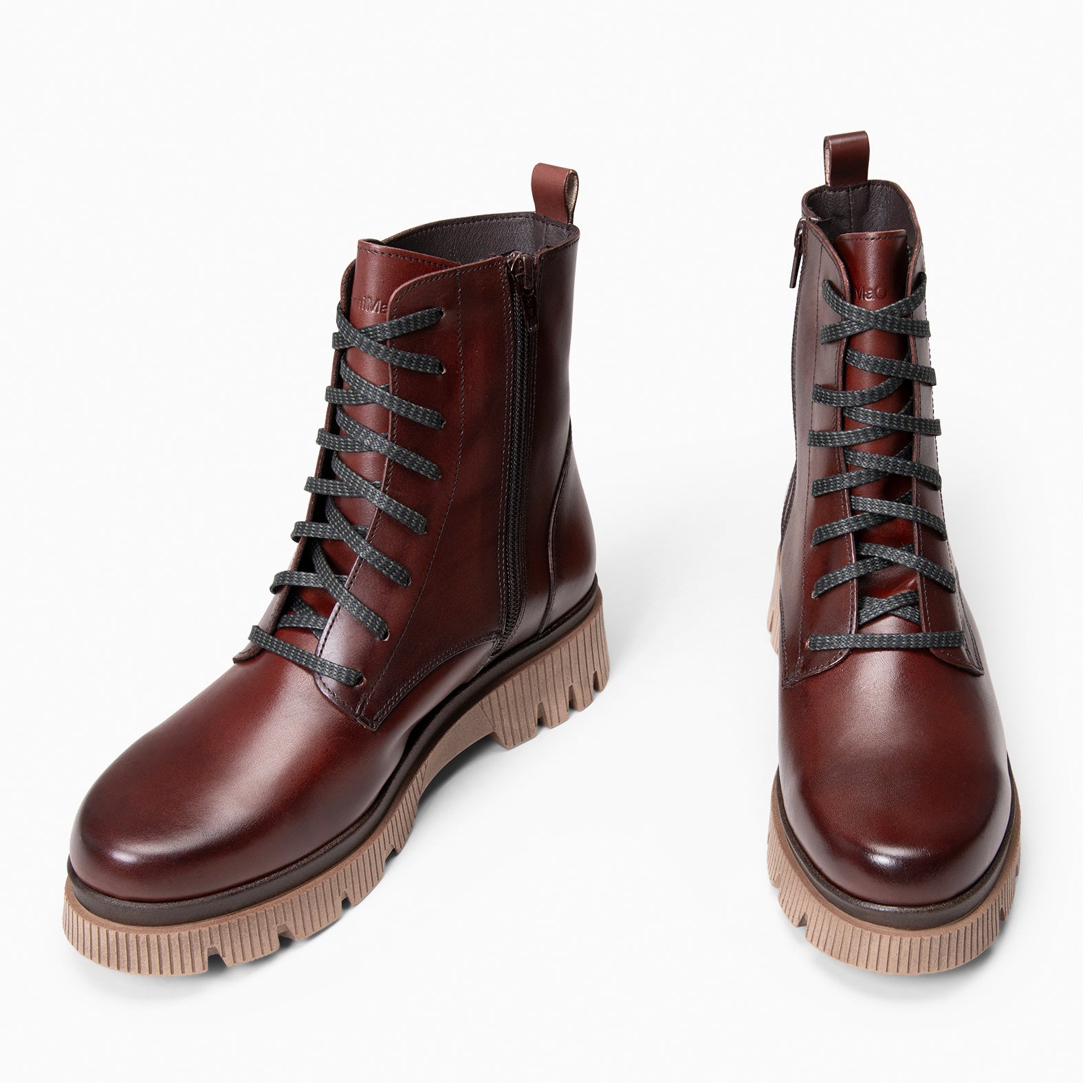 STONE - Botines militares de piel MARRON - miMaO ®