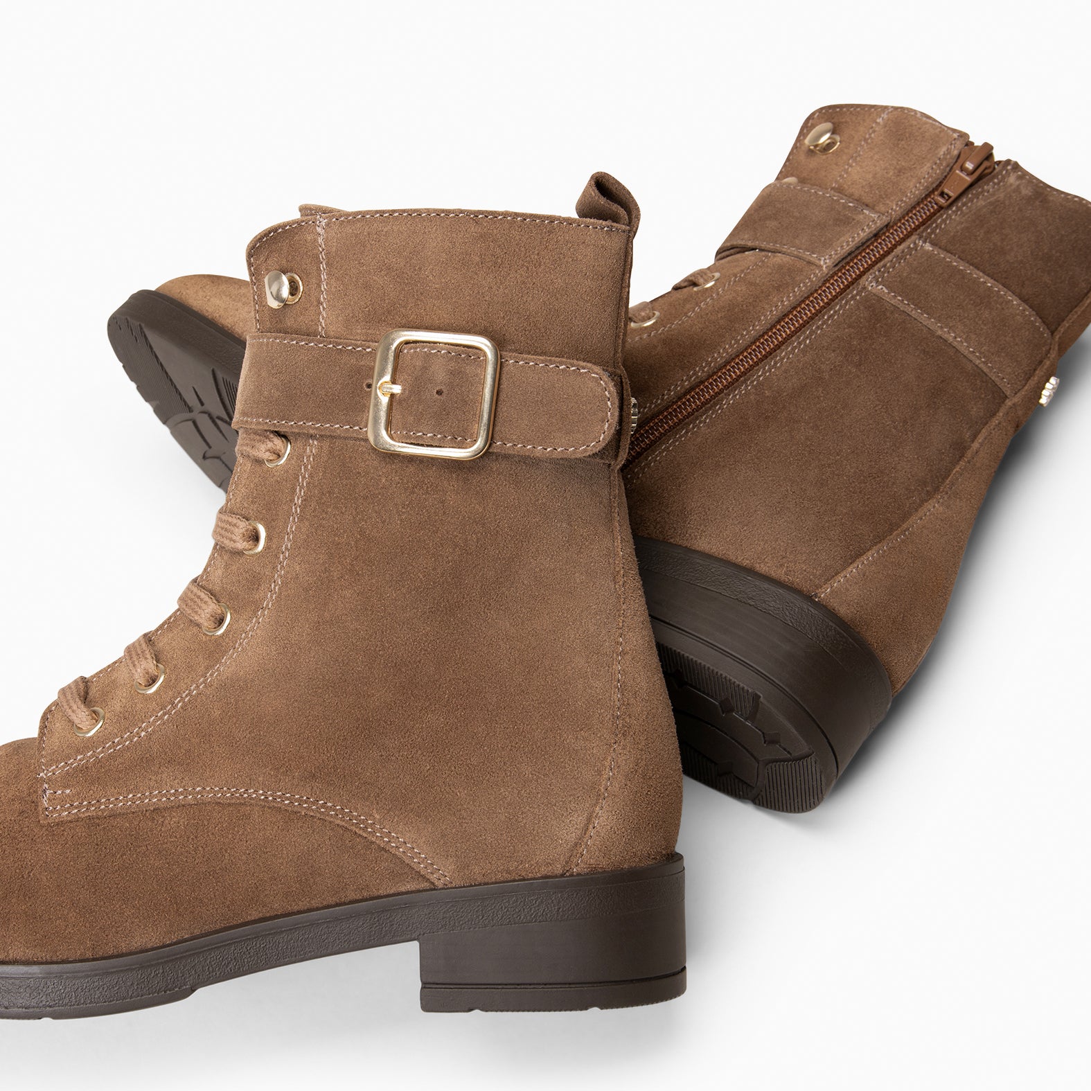 BELFAST – Botines con cordones de piel TAUPE - miMaO ®