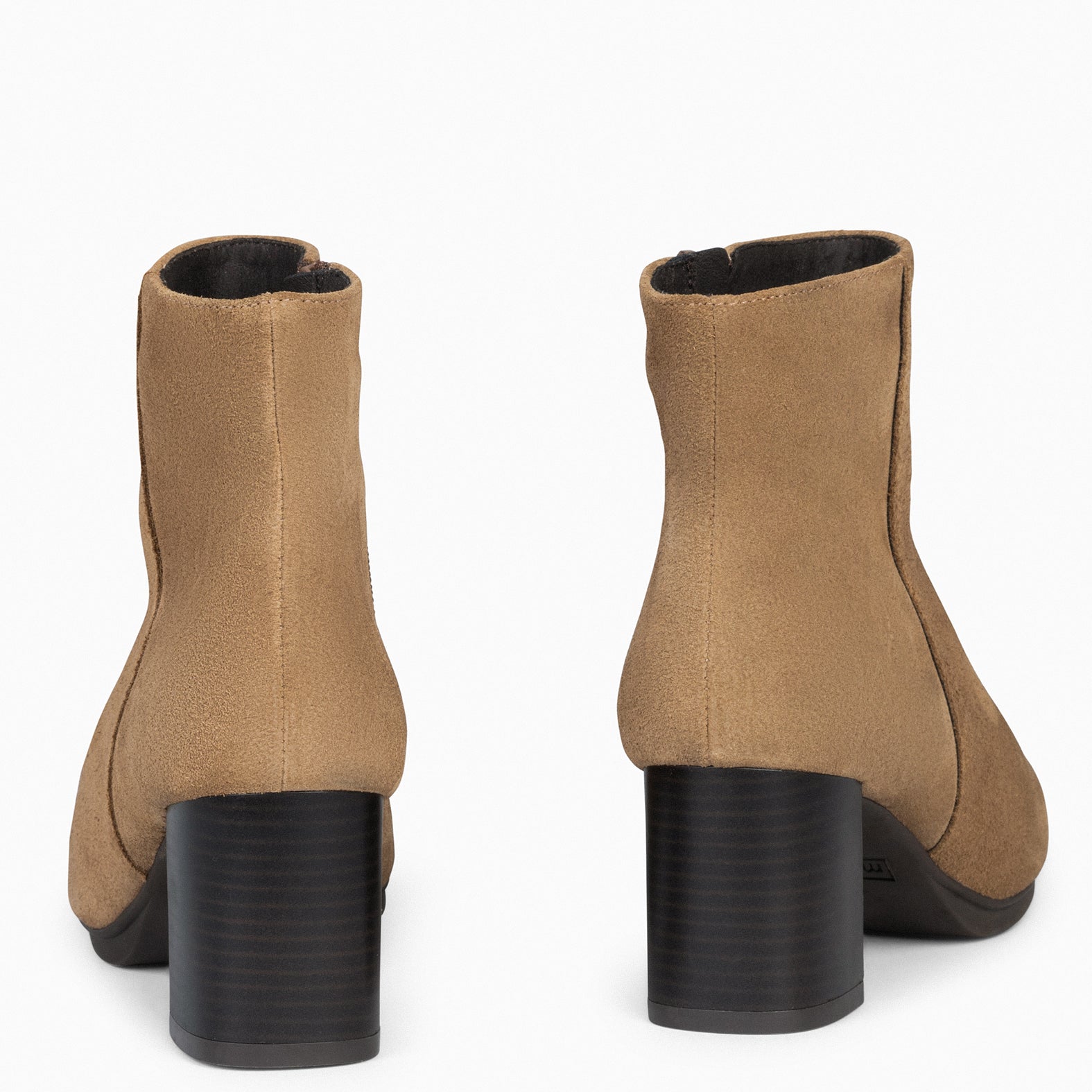 CITY - BROWN suede leather wide heel ankle boots