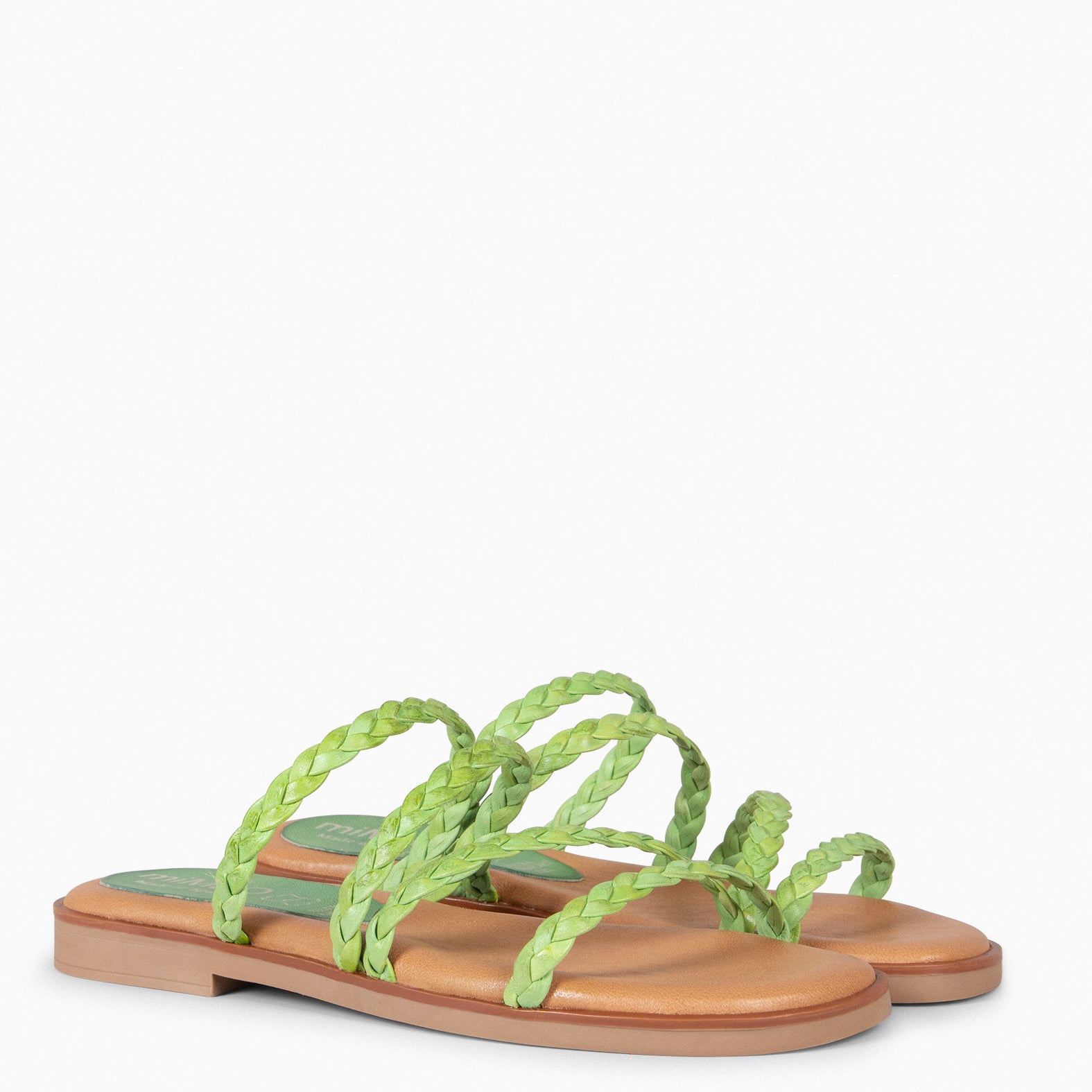 HIDRA - Sandalias planas trenzadas VERDE - miMaO ®