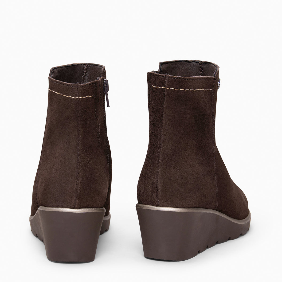 LULEA - BROWN Water-repellent suede wedge ankle boots