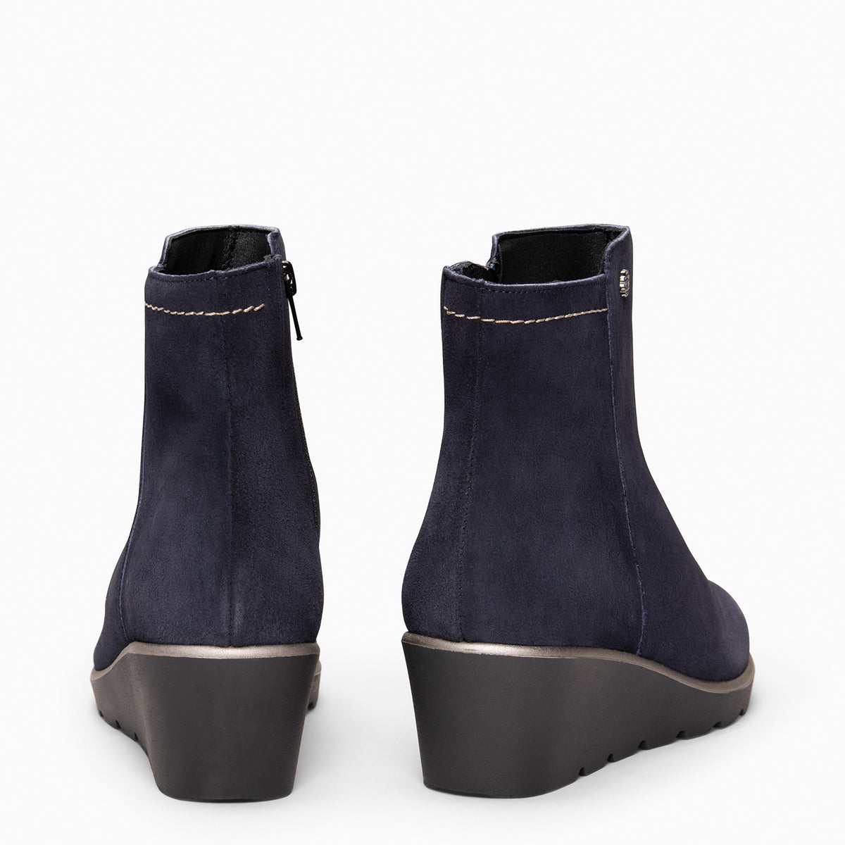 LULEA - NAVY Water-repellent suede wedge ankle boots