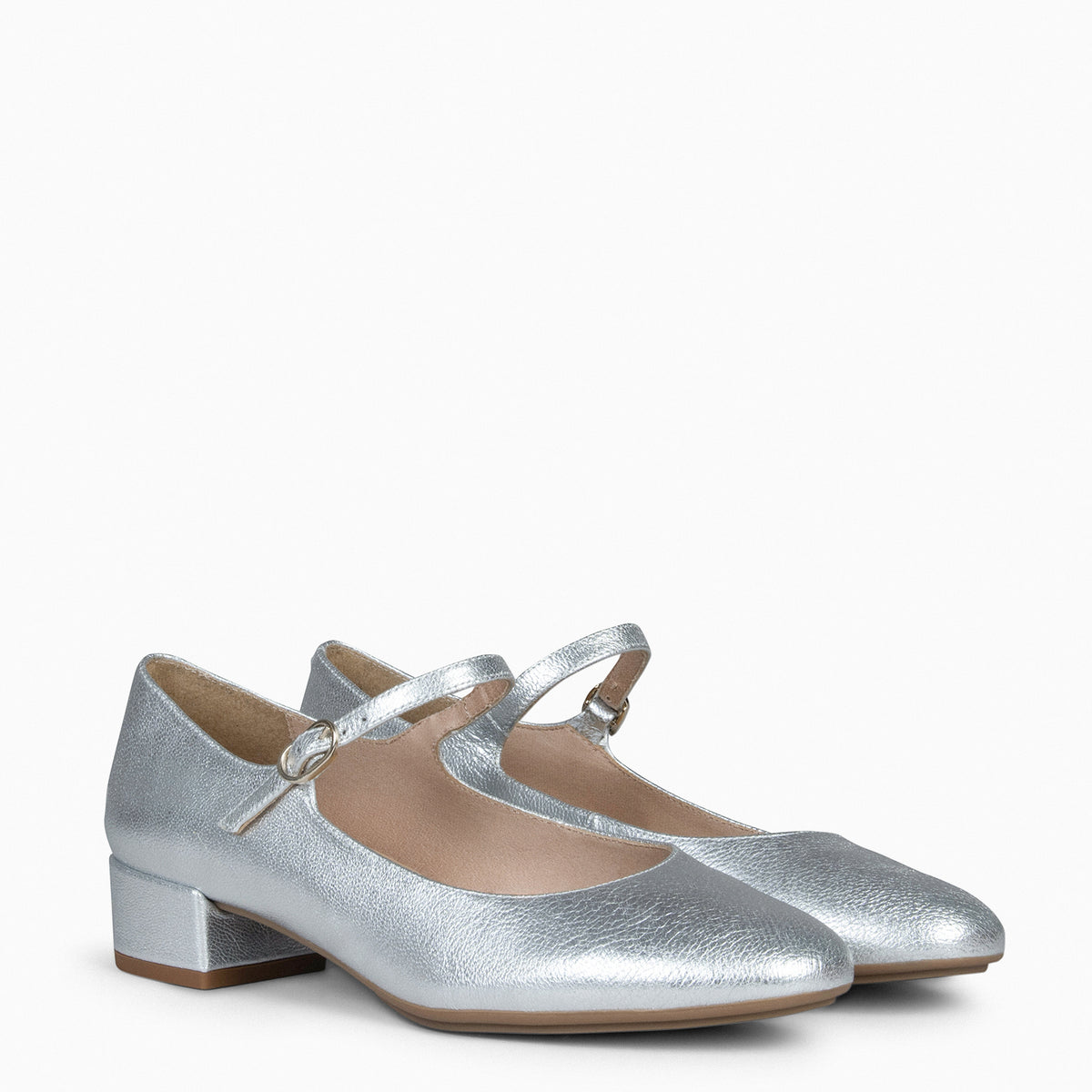 NORA – SILVER Mary-Janes with low heel
