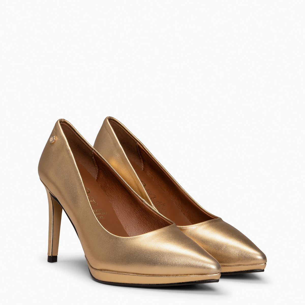 LAUREN - Zapato de tacón alto en piel DORADO