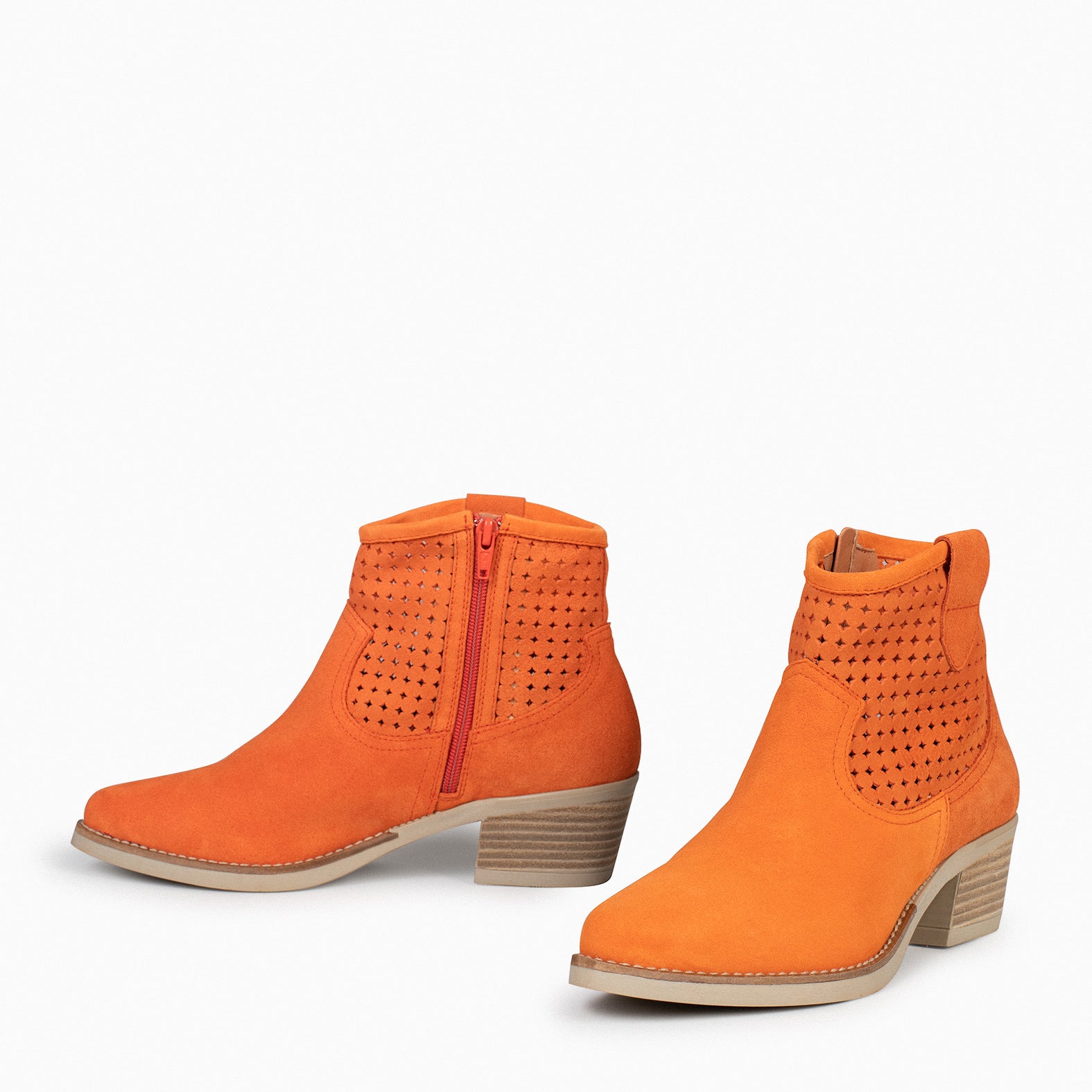 HOUSTON – Bottines cowboy à talon ORANGE