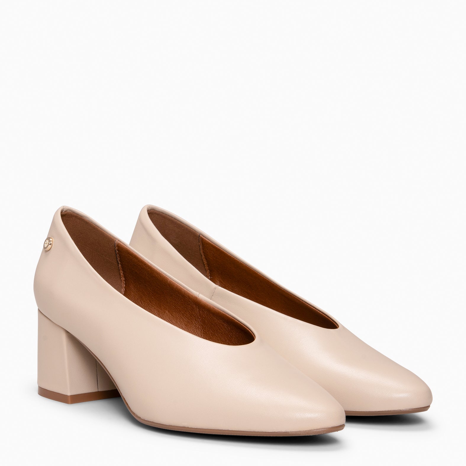 URBAN STYLE NAPA - Zapato de tacón ancho en piel BEIGE - miMaO ®
