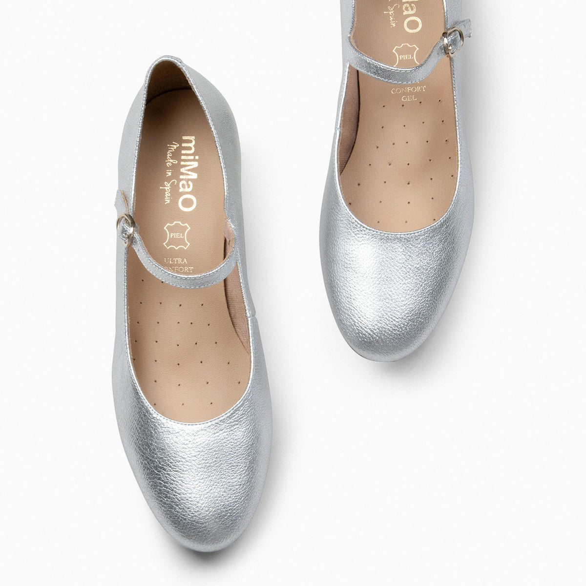 NORA – SILVER Mary-Janes with low heel