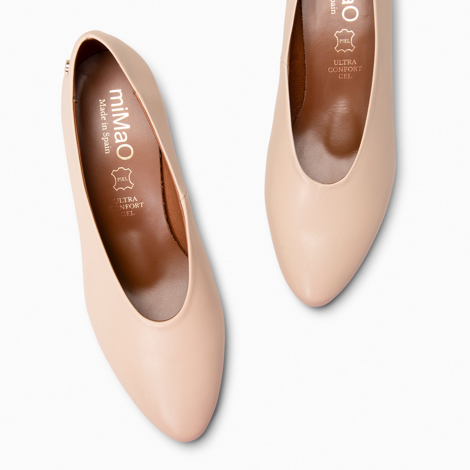 URBAN STYLE NAPA - Zapato de tacón ancho en piel BEIGE - miMaO ®