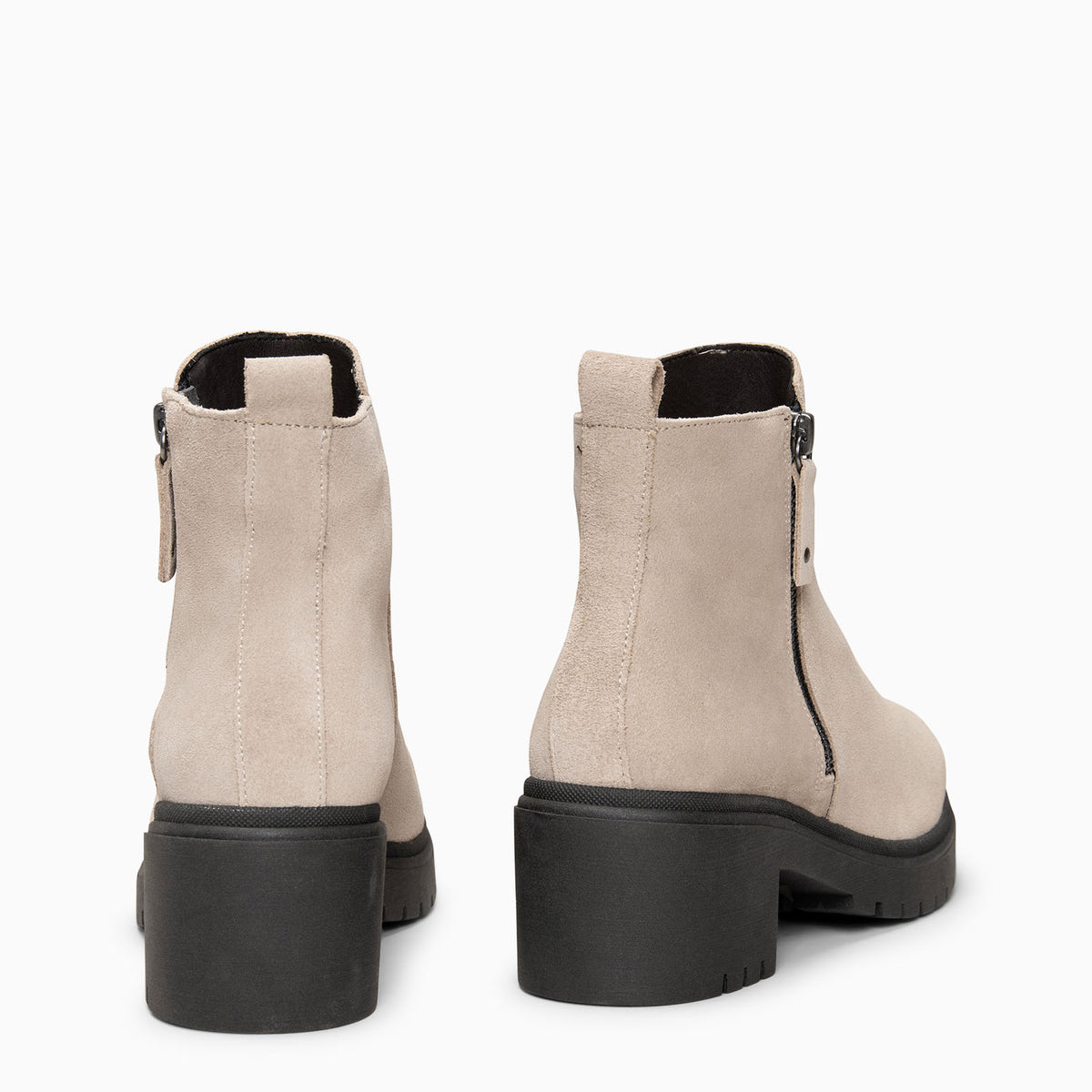 POP - BEIGE Waterafstotende leren enkellaarsjes