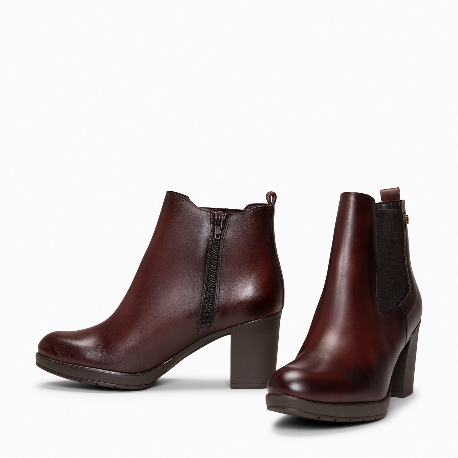 SABRINA – Botin de tacón alto con elástico lateral MARRON - miMaO ®
