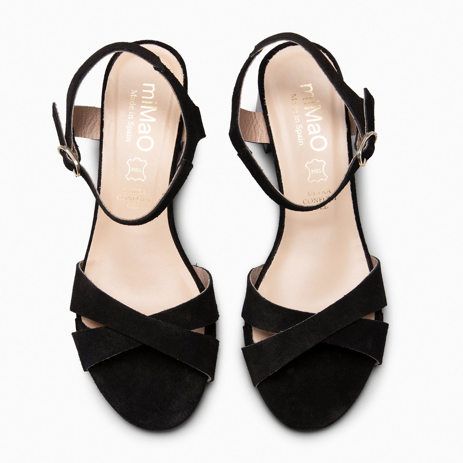 ORIANA - Sandales à talon ultra confort en daim NOIR
