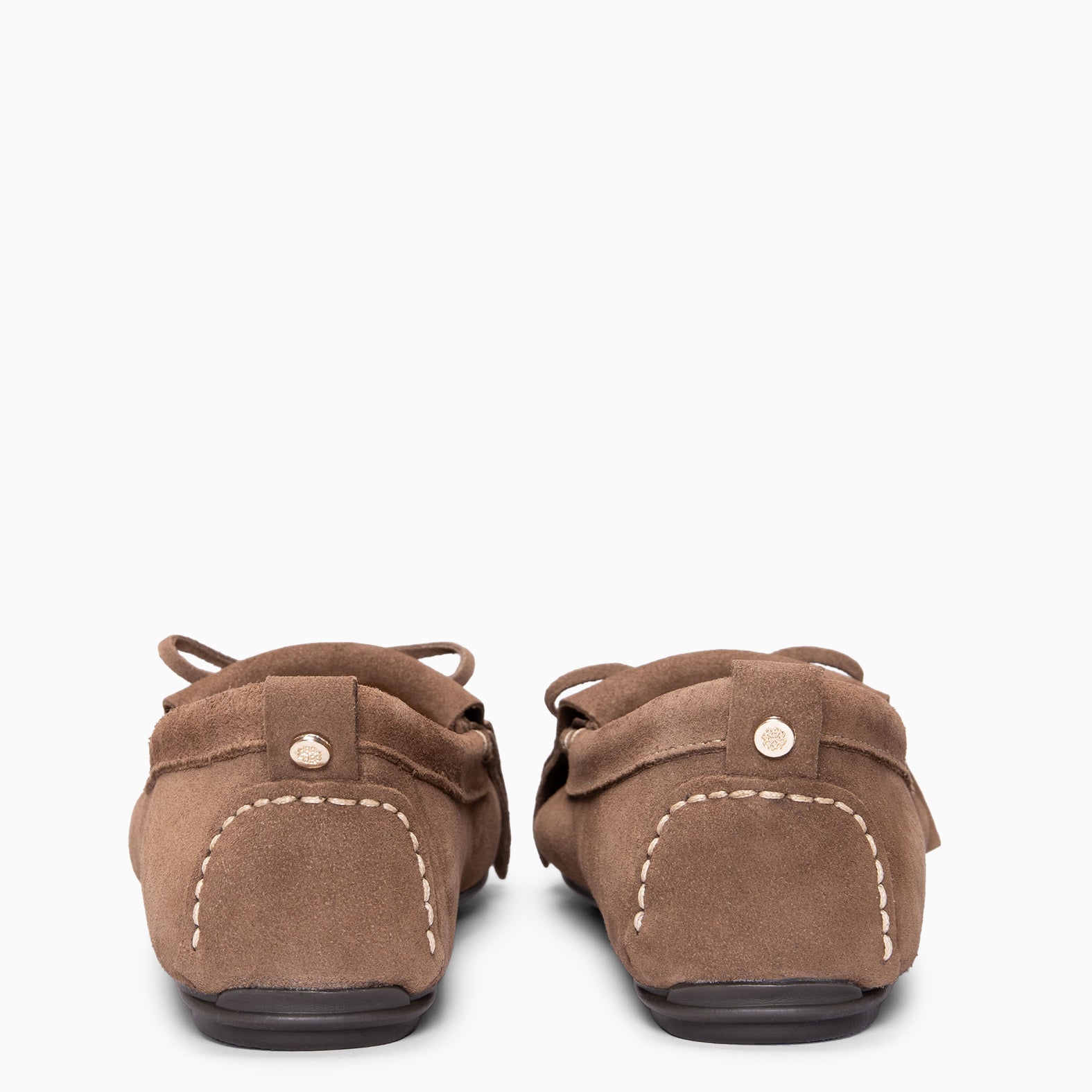HABANA - Mocasines planos de ante con flecos y borlas TAUPE