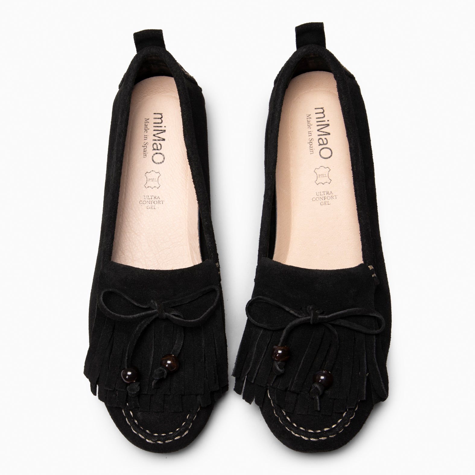 HABANA – Mocassins rasos em ante com franjas PRETO
