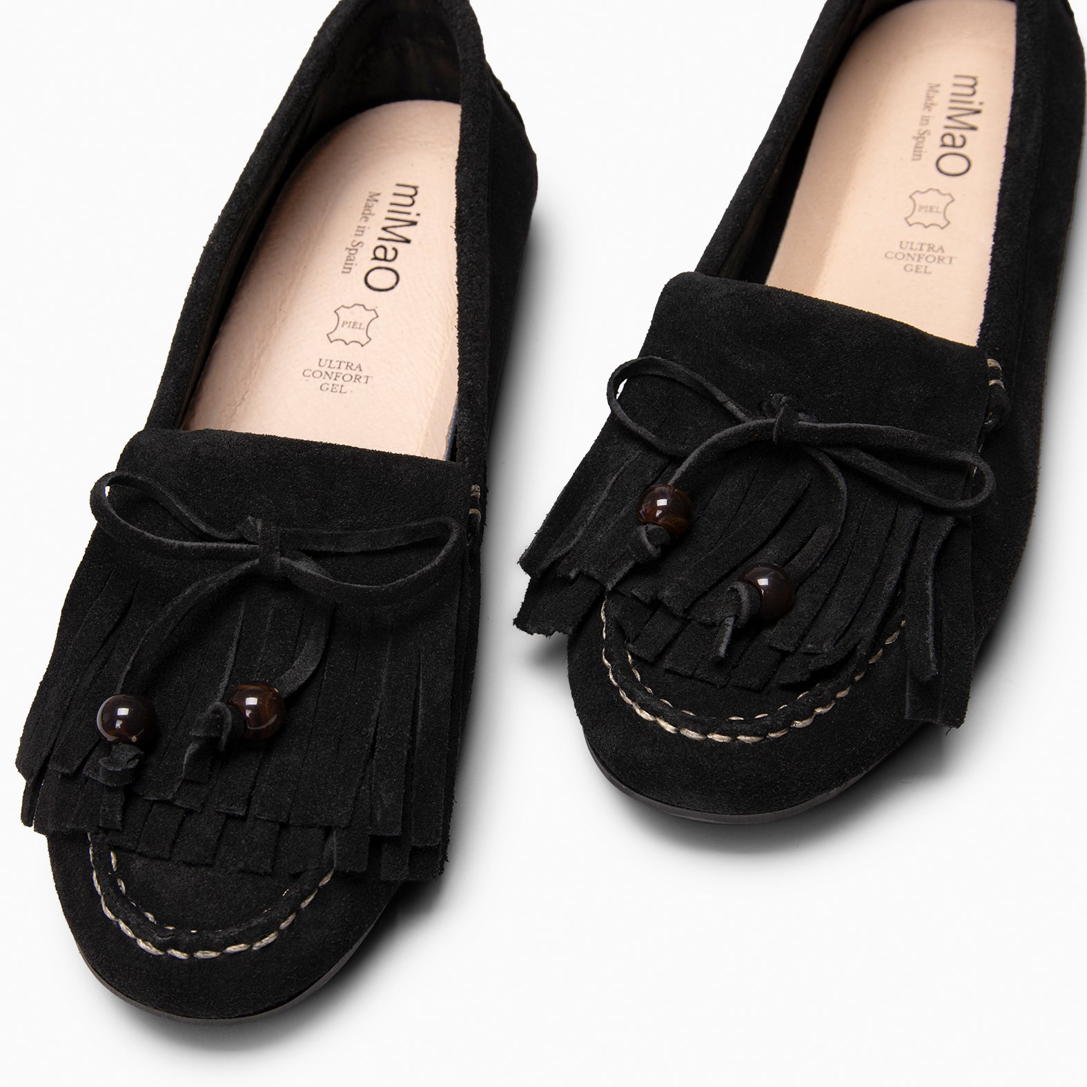 HABANA – Mocassins rasos em ante com franjas PRETO