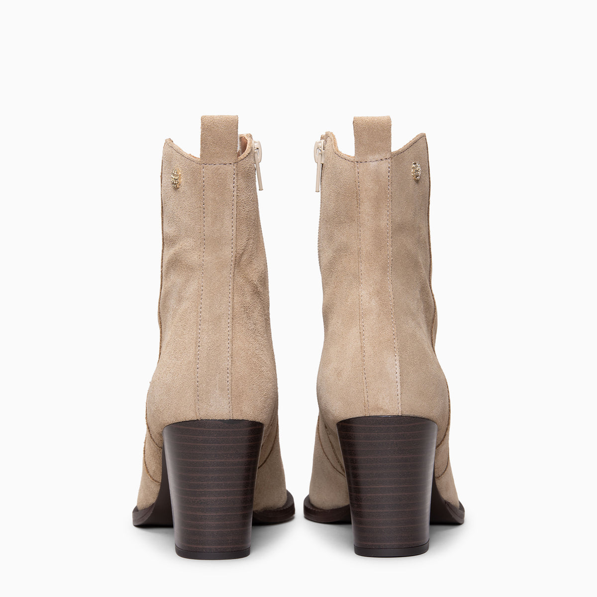 ALLEY - Botines cowboy de tacón de ante BEIGE