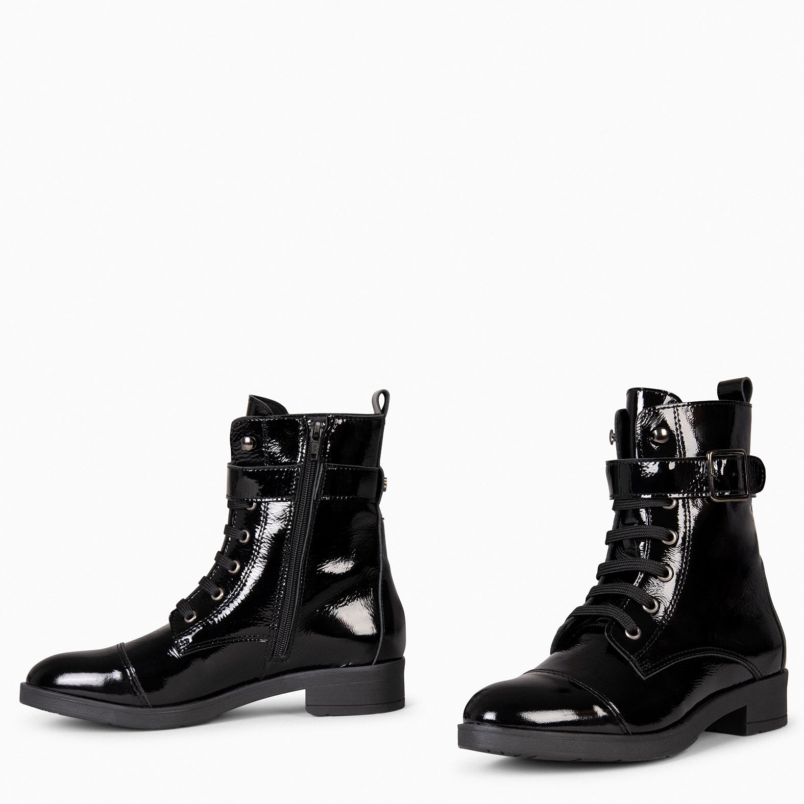 BELFAST – Botines con cordones de piel NEGRO CHAROL - miMaO ®
