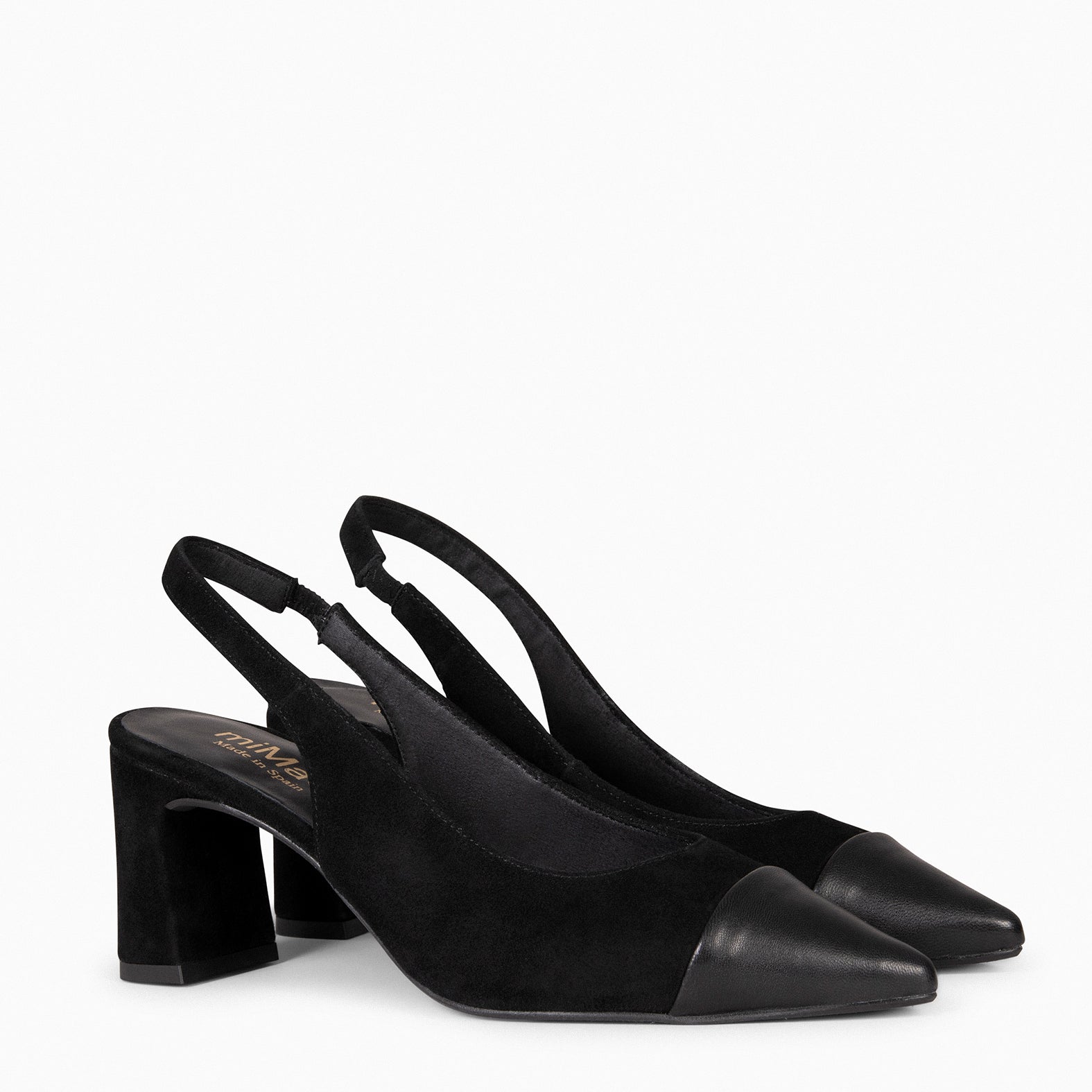 DIANA – Slingbacks à talon et bride élastique NOIR