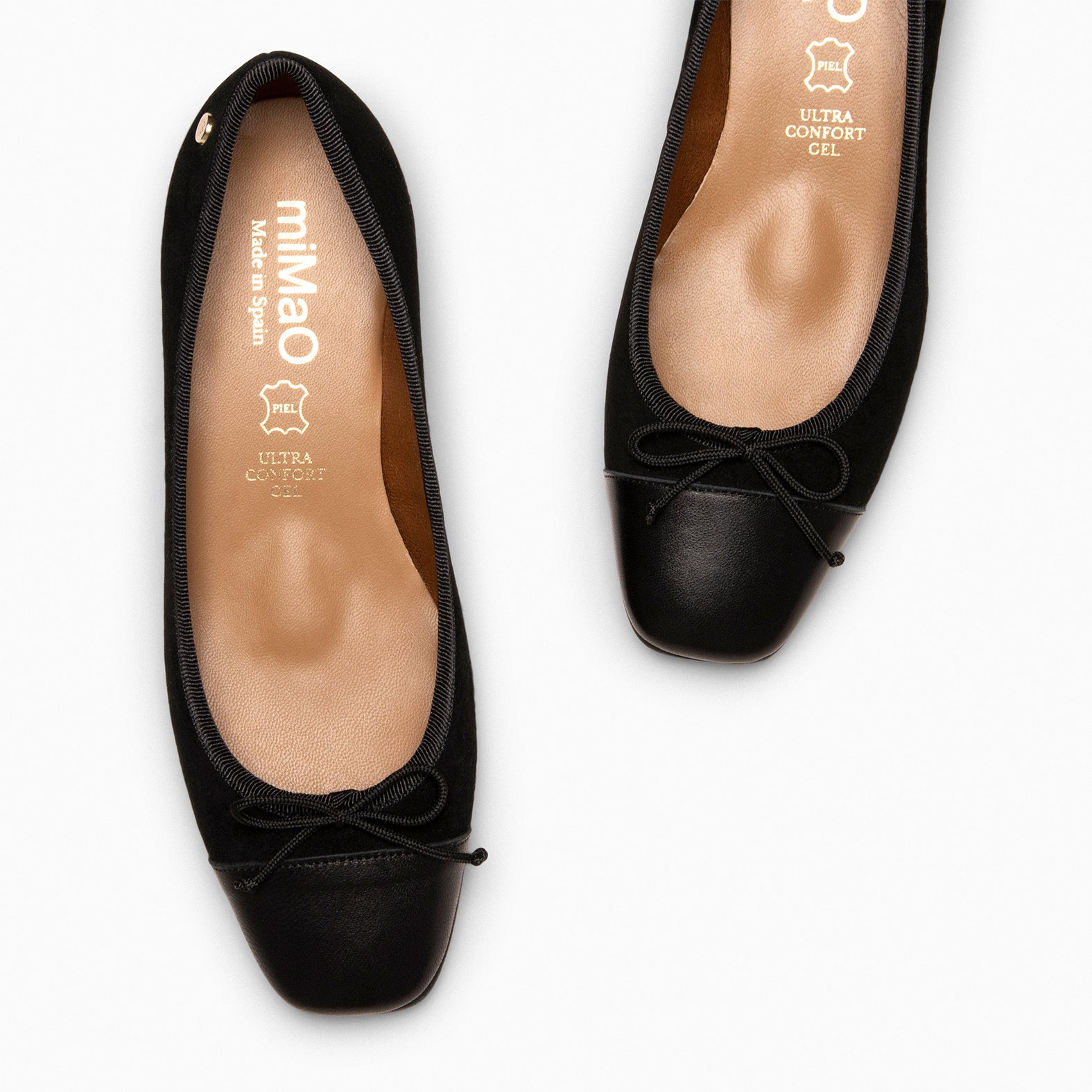 GLAMOUR - Bailarinas con tacón y puntera NEGRO - miMaO ®