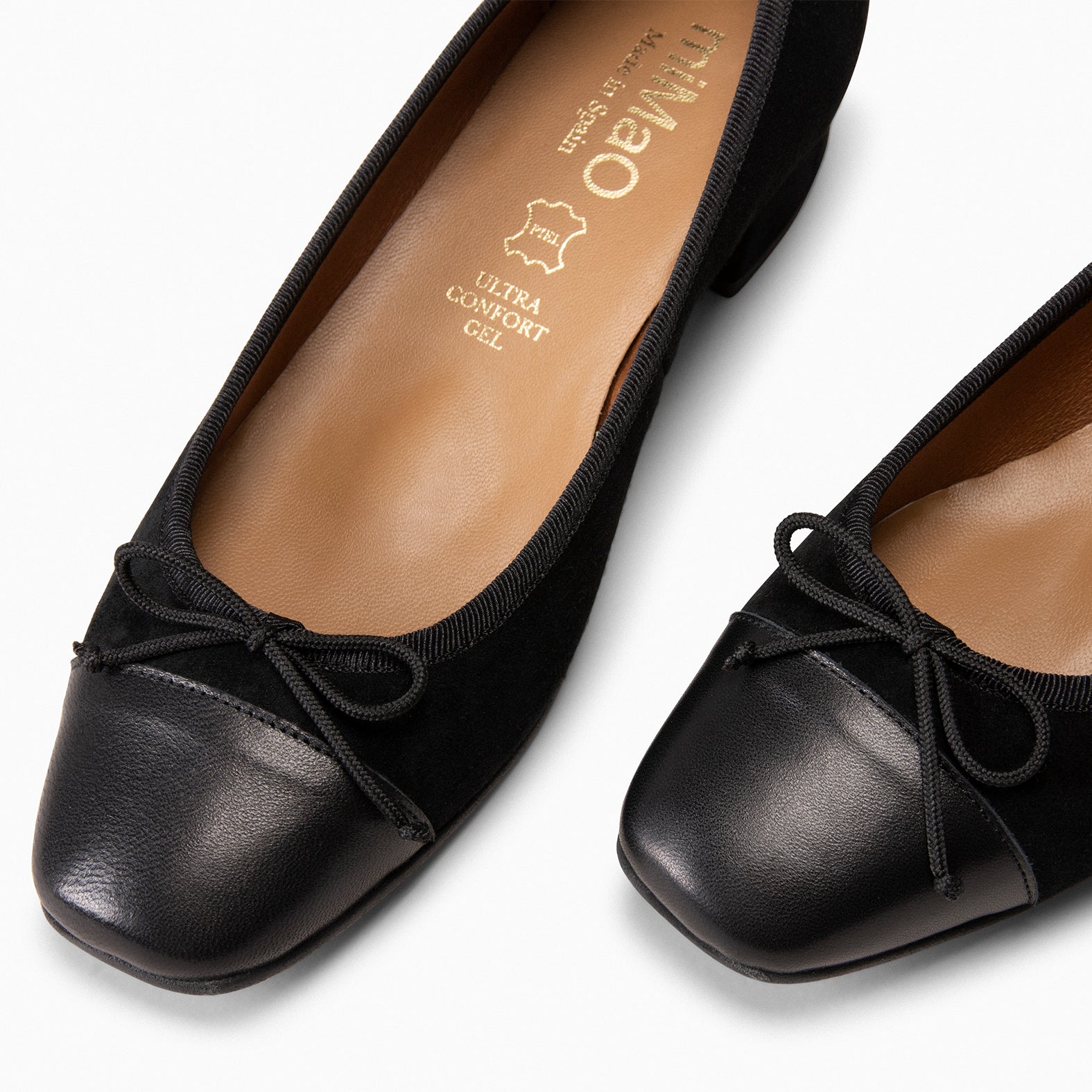 GLAMOUR - Bailarinas con tacón y puntera NEGRO - miMaO ®