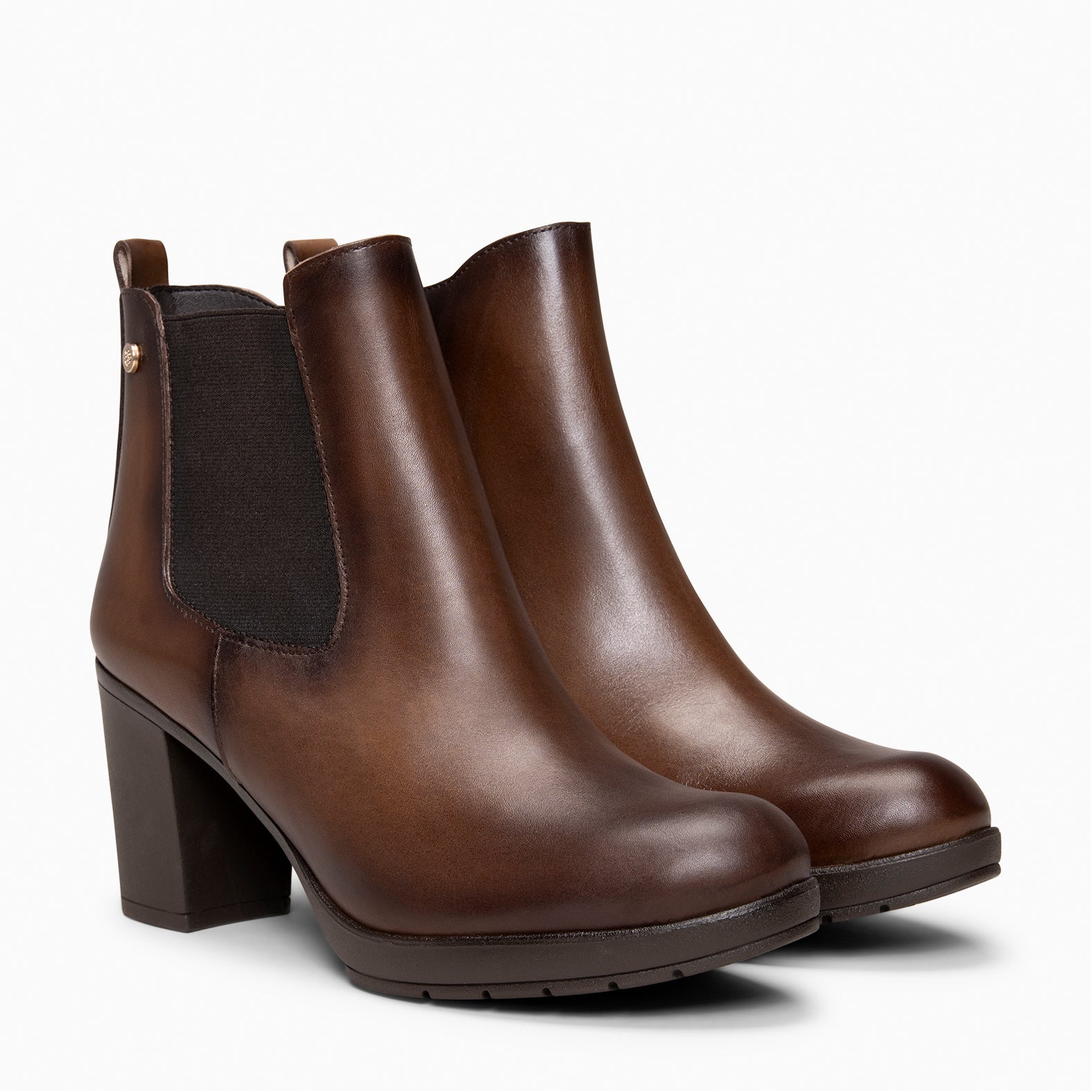 SABRINA – Botin de tacón alto con elástico lateral CAMEL - miMaO ®