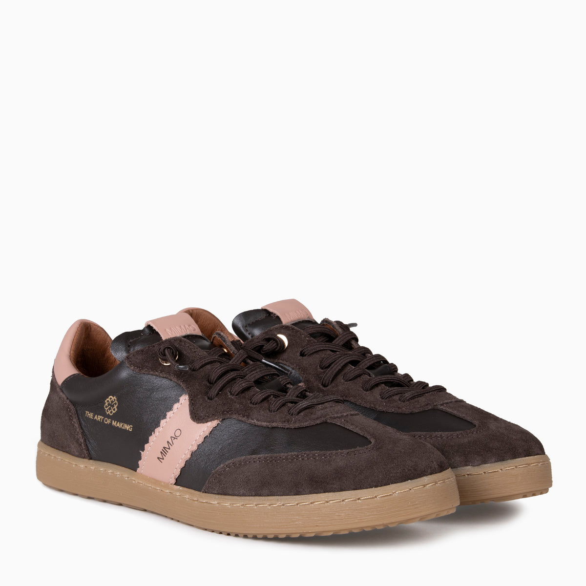 STÜDIO 01 - Baskets pour femme en cuir et daim ROSE MARRON