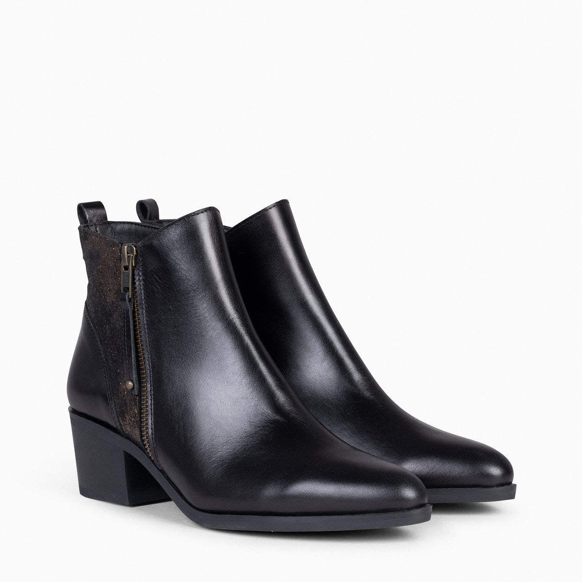 REBECCA - Botines con Tacón para Mujer negro y BRONCE