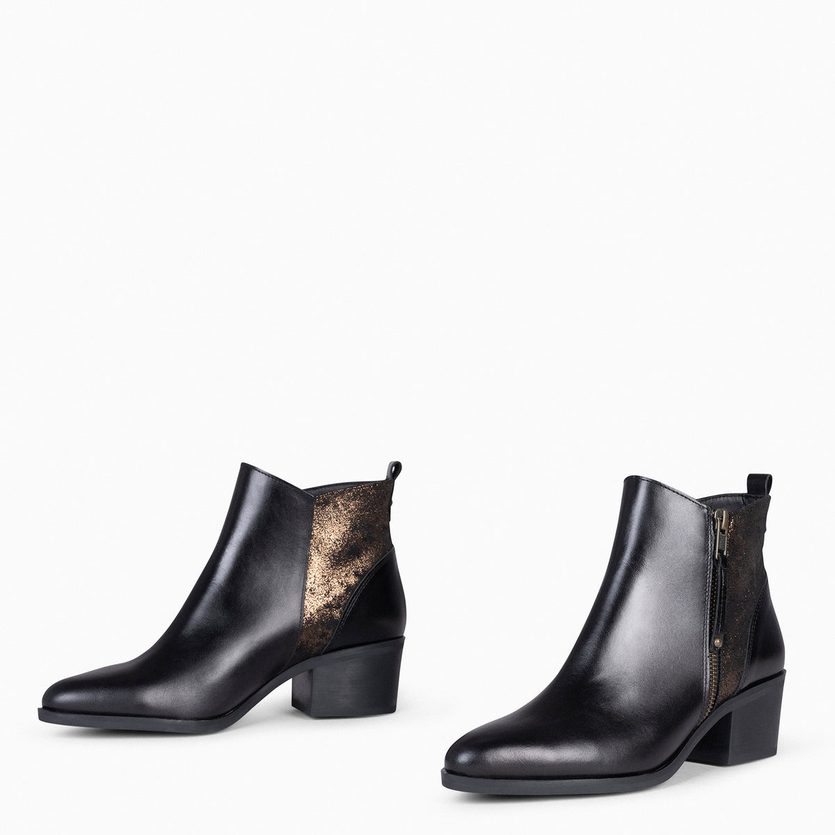 REBECCA - Botines con Tacón para Mujer negro y BRONCE