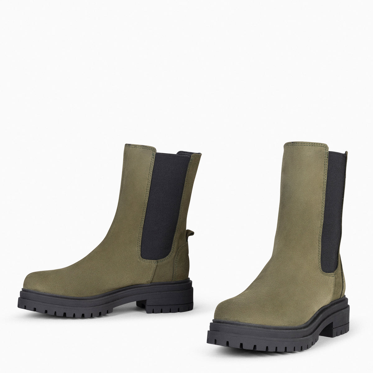 STAMFORD - Botines Chelsea KAKI con Plataforma Track