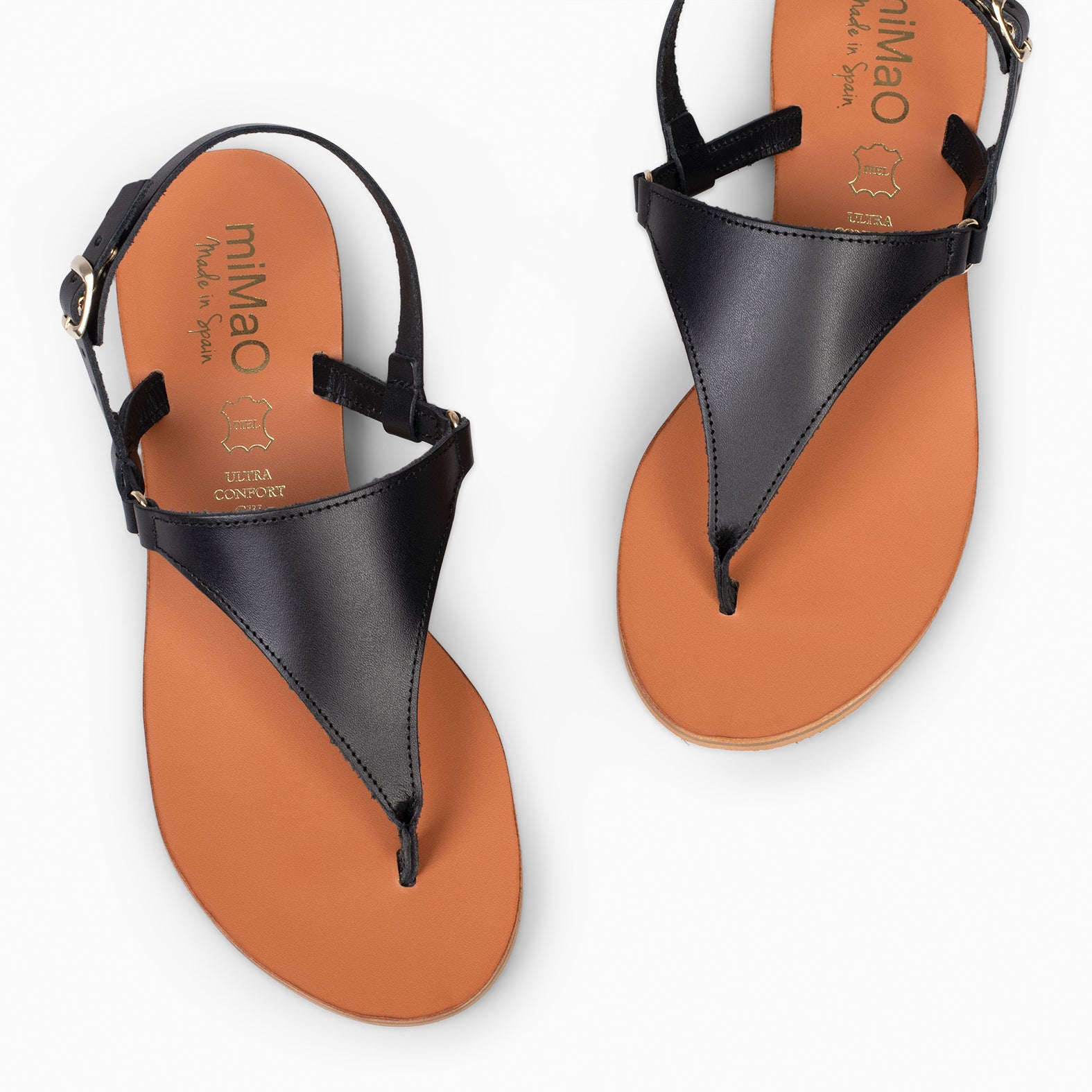 GAZANIA - Sandalias de dedo para mujer NEGRAS con hebilla