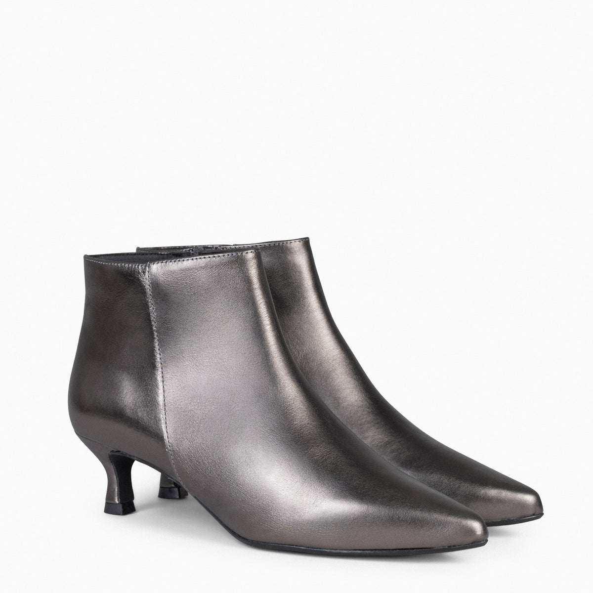 ROYAL - Botines tacón bajo PLATA VIEJA napa