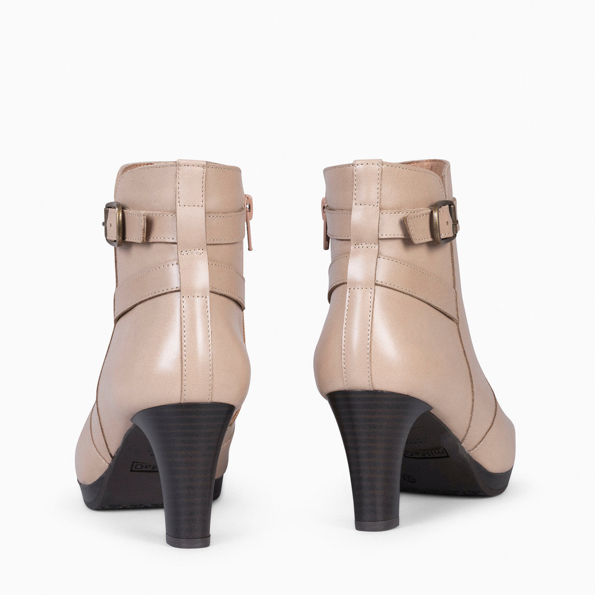MILÁN – Botines de tacón y pulsera decorativa TAUPE