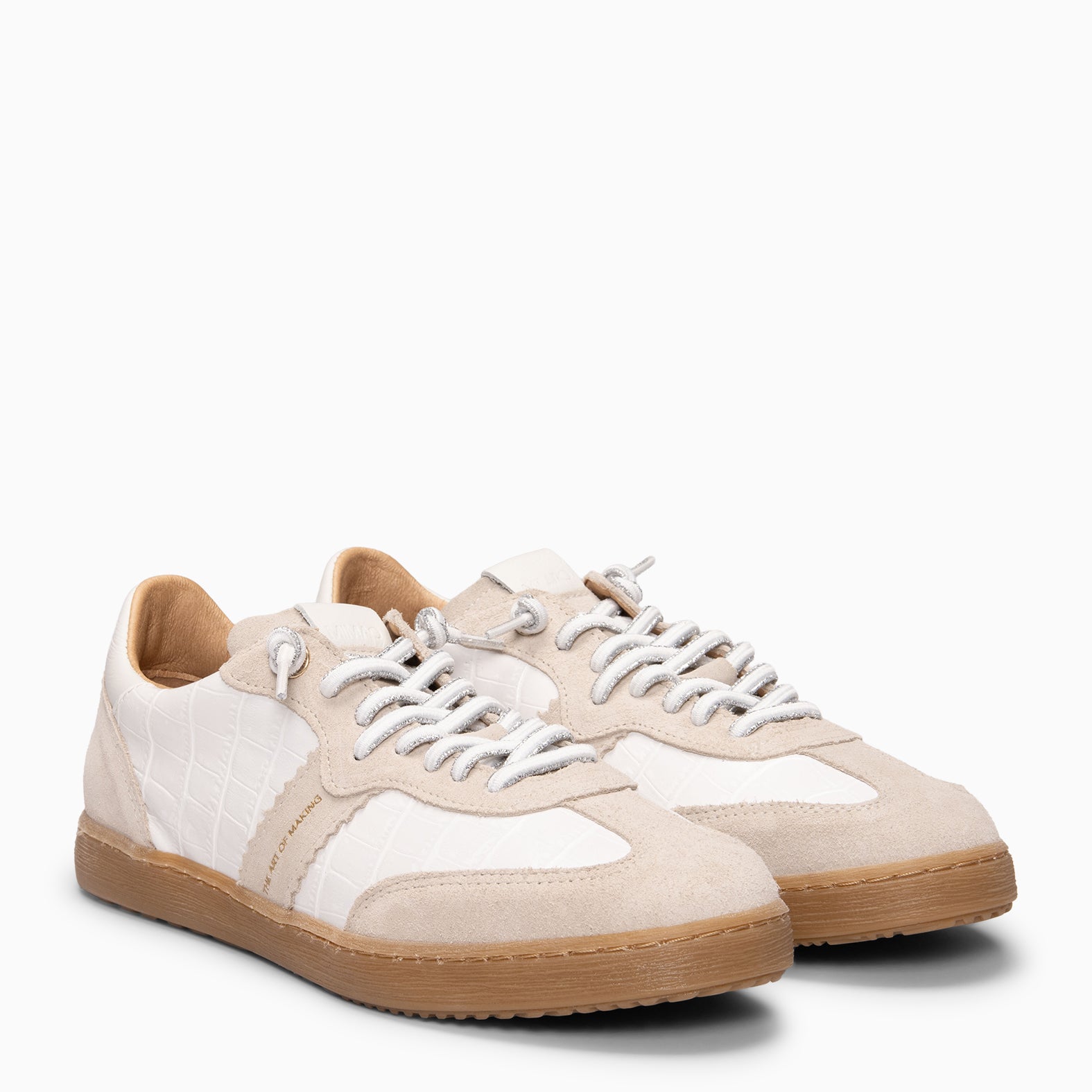 STÜDIO 01 - Baskets pour femme en cuir croco BLANC