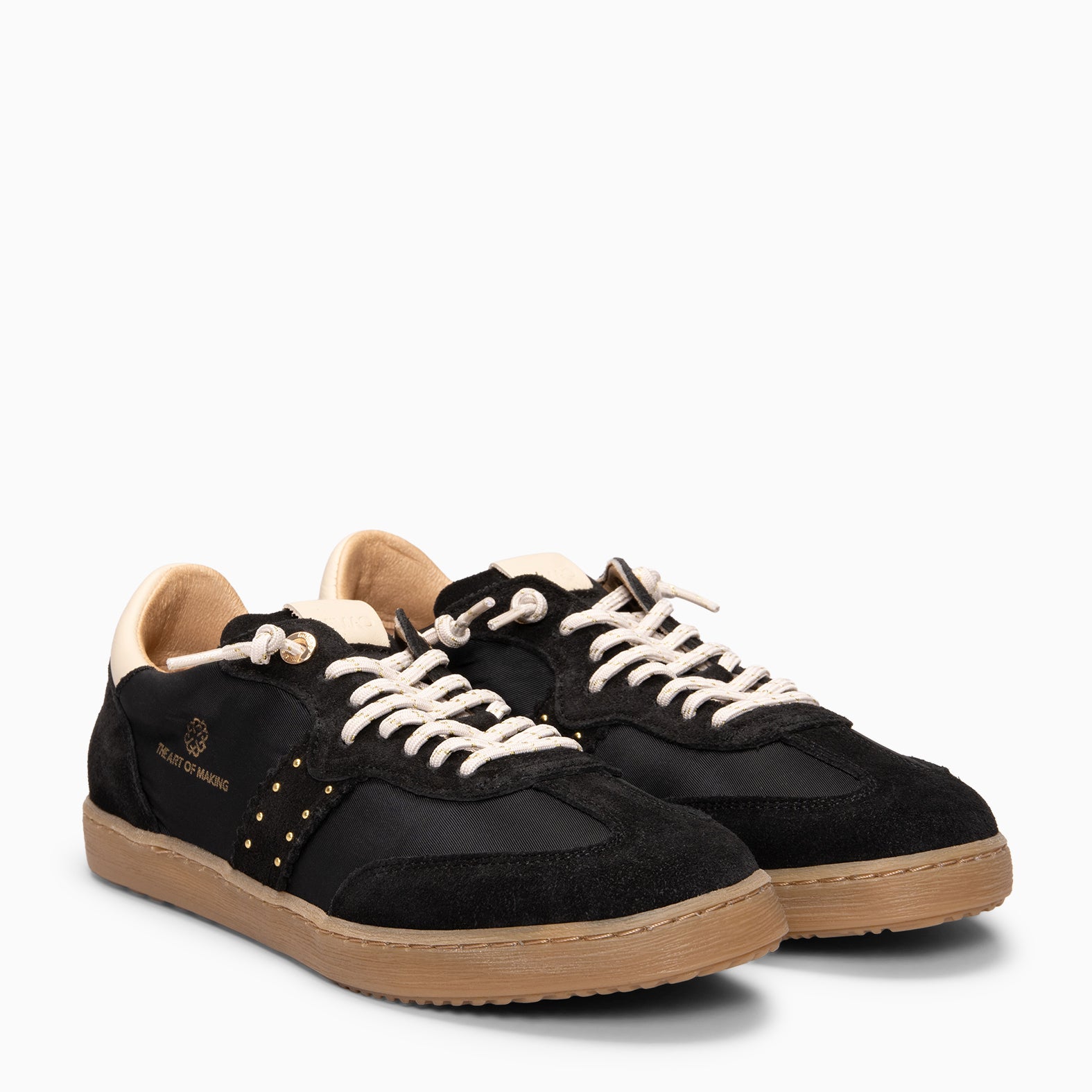 STÜDIO 01 - Baskets pour femme en daim et nylon NOIR