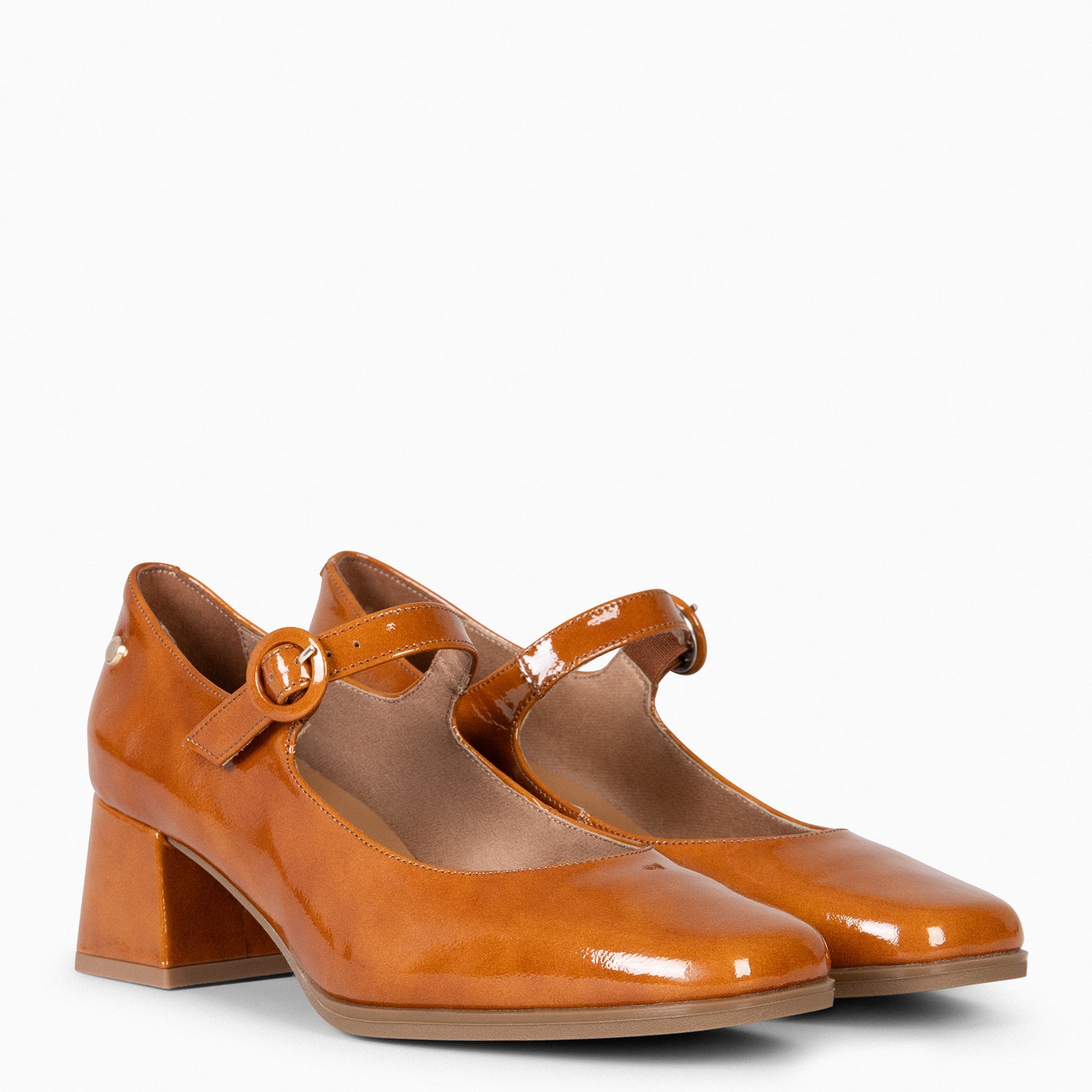 AGATA – CAMEL Mary-Janes with strap and square heel