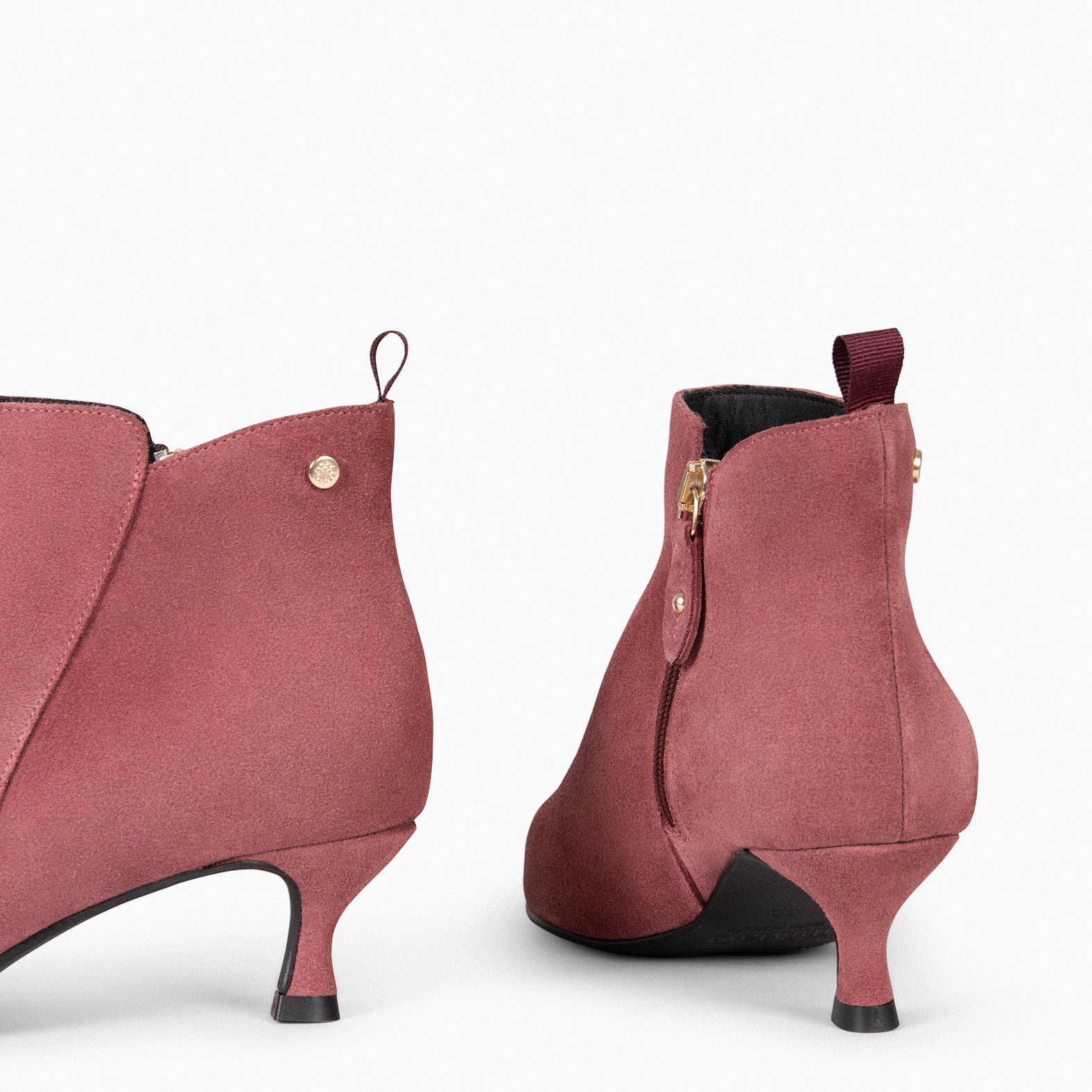 ROYAL – Botines tacón bajo VINO de serraje - miMaO ®