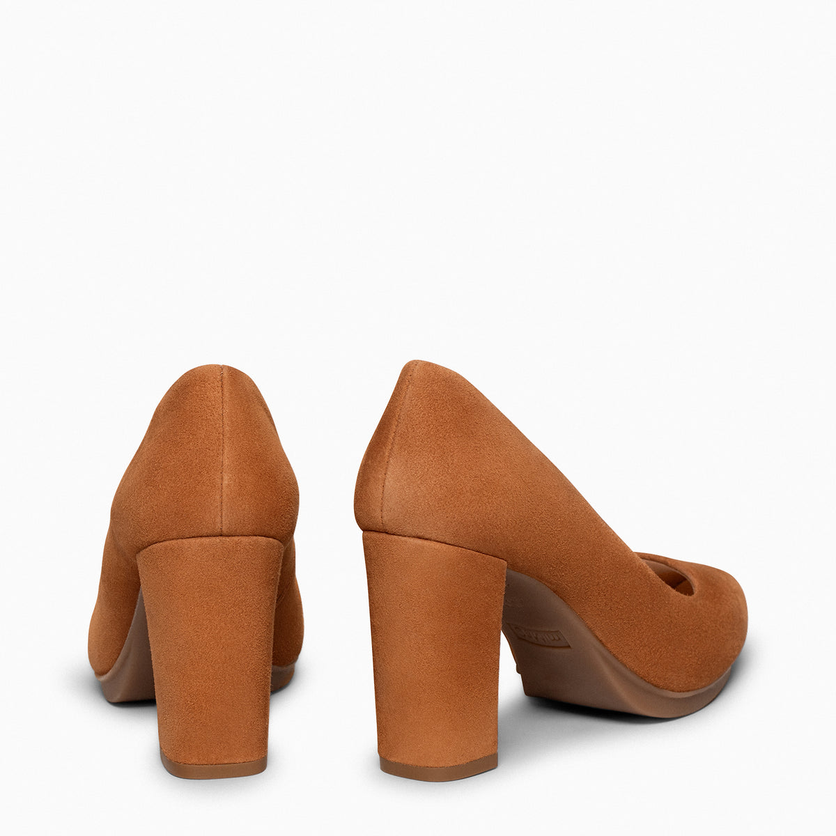 URBAN – Zapatos de tacón alto de ante CAMEL