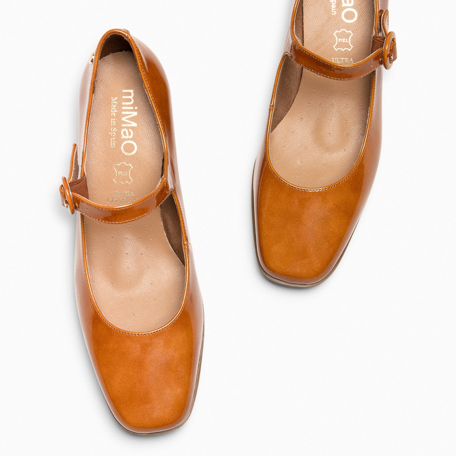 AGATA – CAMEL Mary-Janes with strap and square heel
