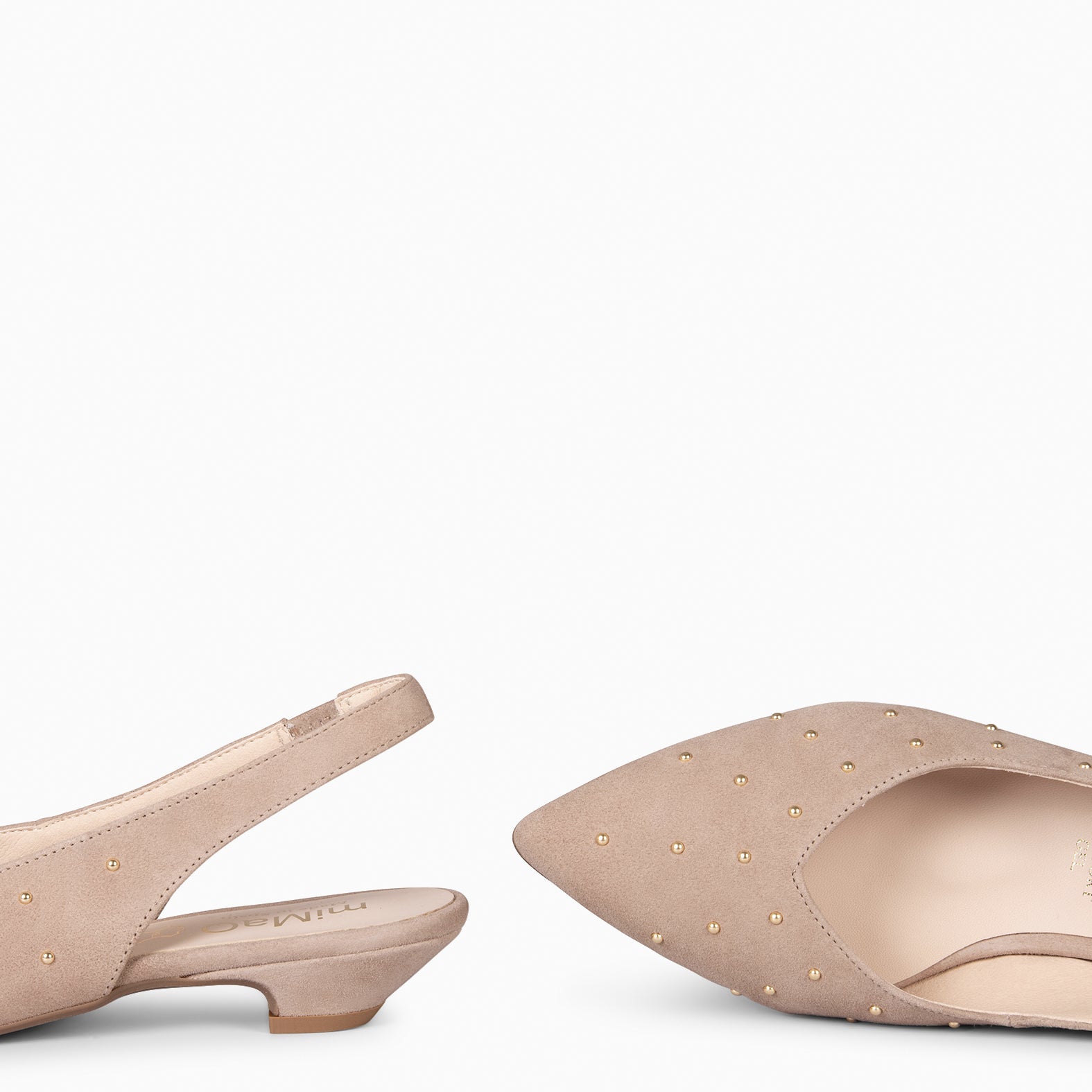 ORION – ZAPATOS BAJOS DESTALONADOS CON TACHAS TAUPE - miMaO ®