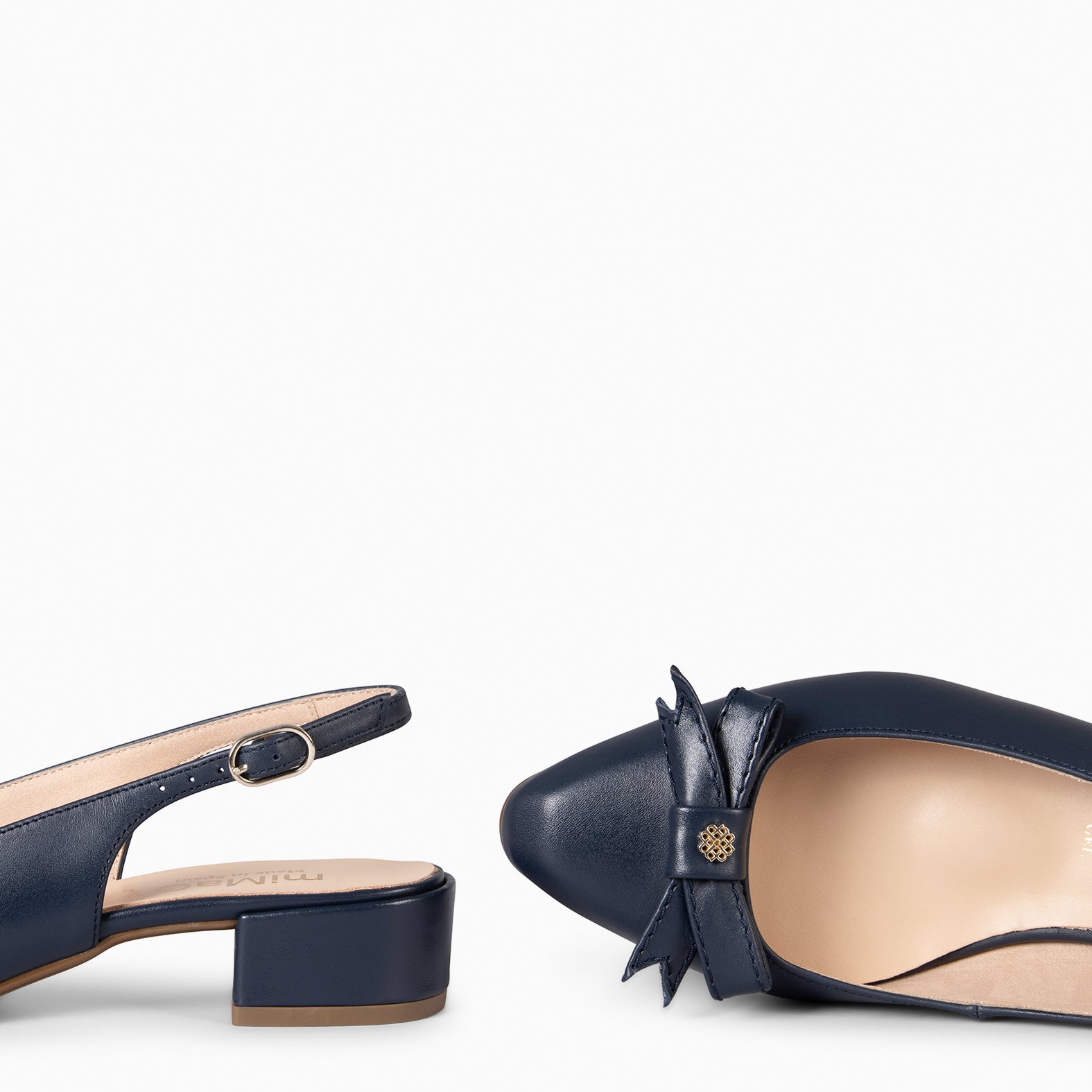 MARTA – Slingbacks en cuir BLEU MARINE
