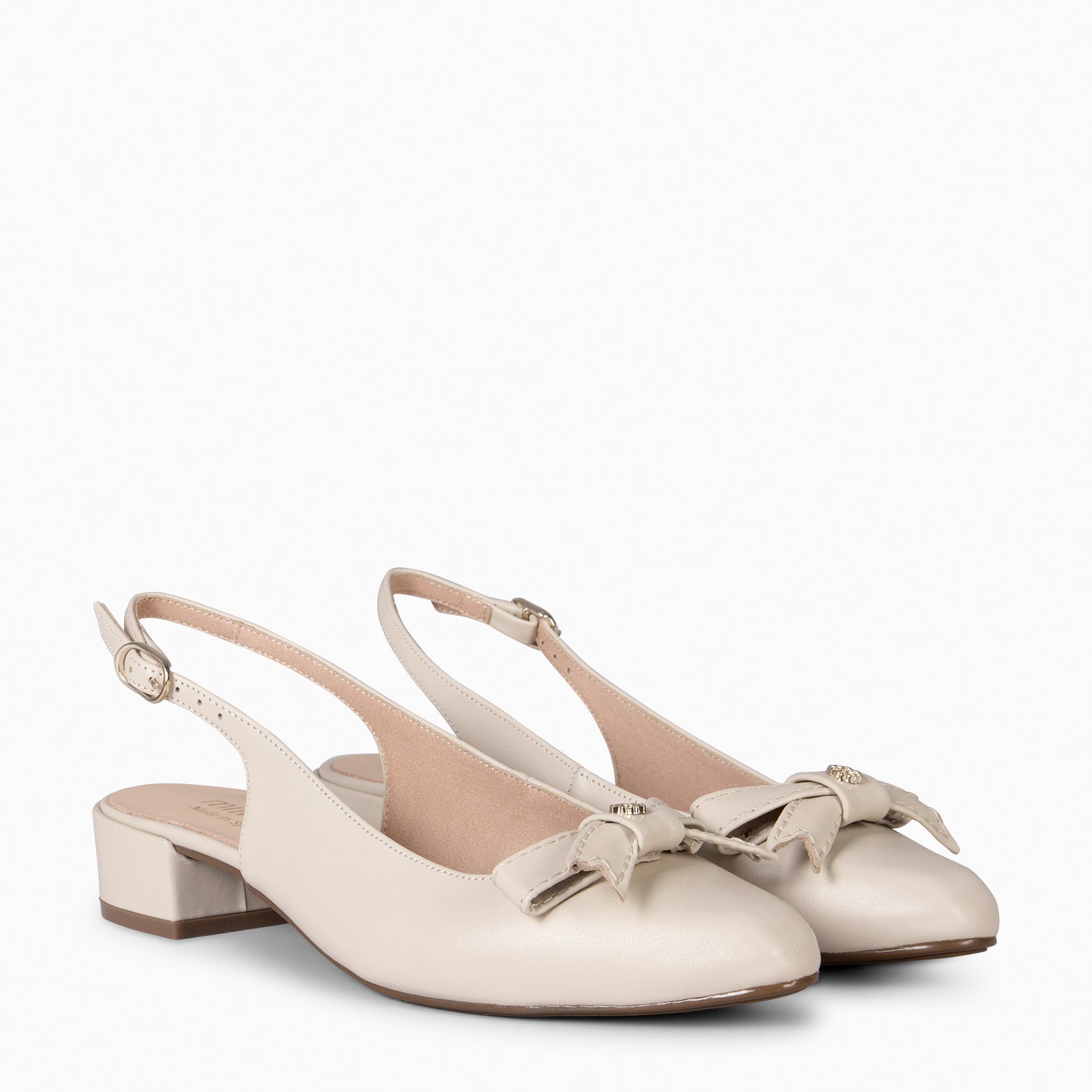 MARTA - ZAPATOS DESTALONADOS CON LAZO MARFIL - miMaO ®