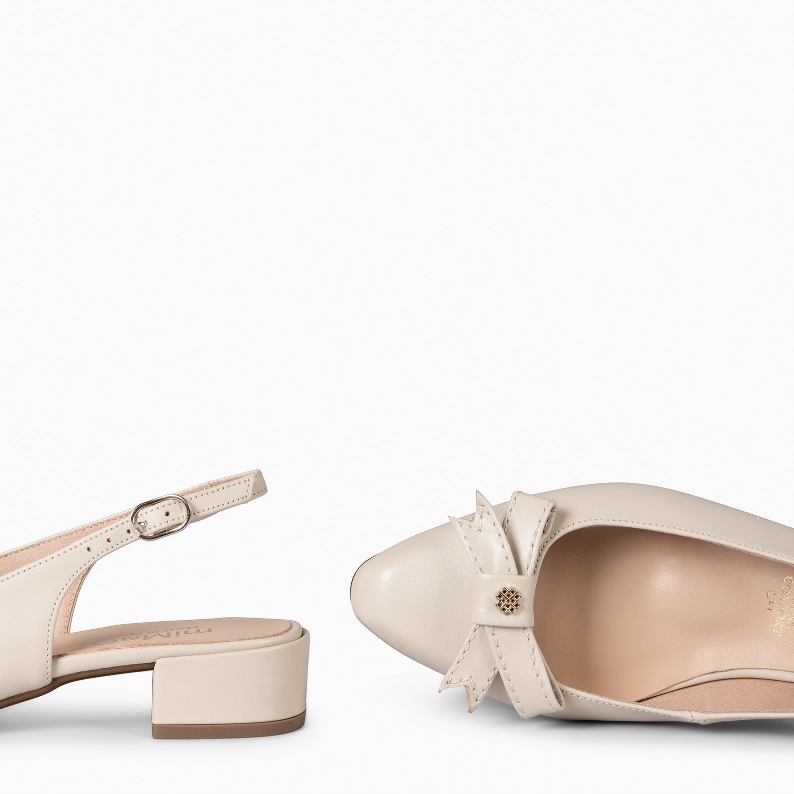 MARTA - ZAPATOS DESTALONADOS CON LAZO MARFIL - miMaO ®