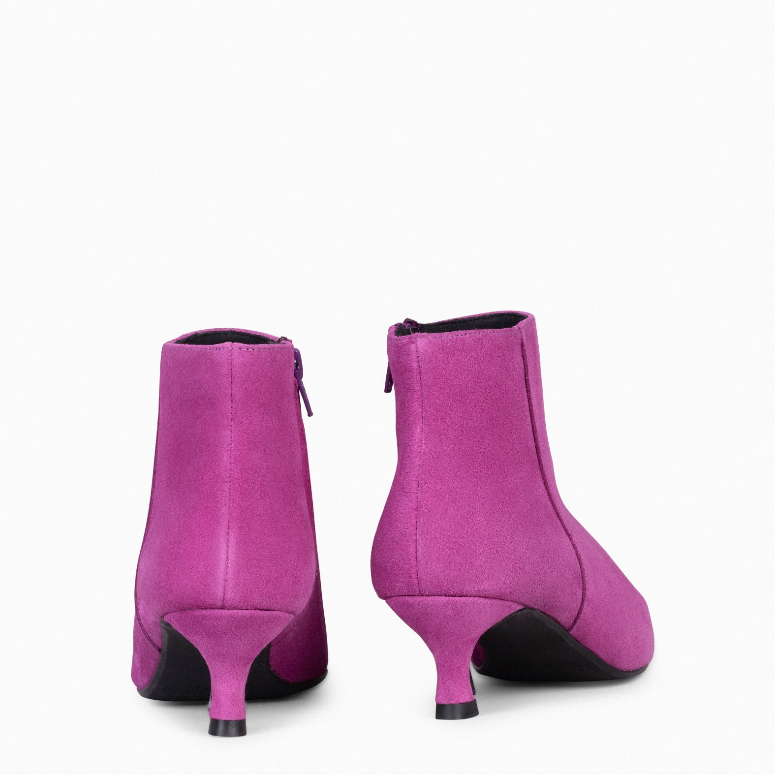 ROYAL - Botines tacón bajo FUCSIA serraje - miMaO ®