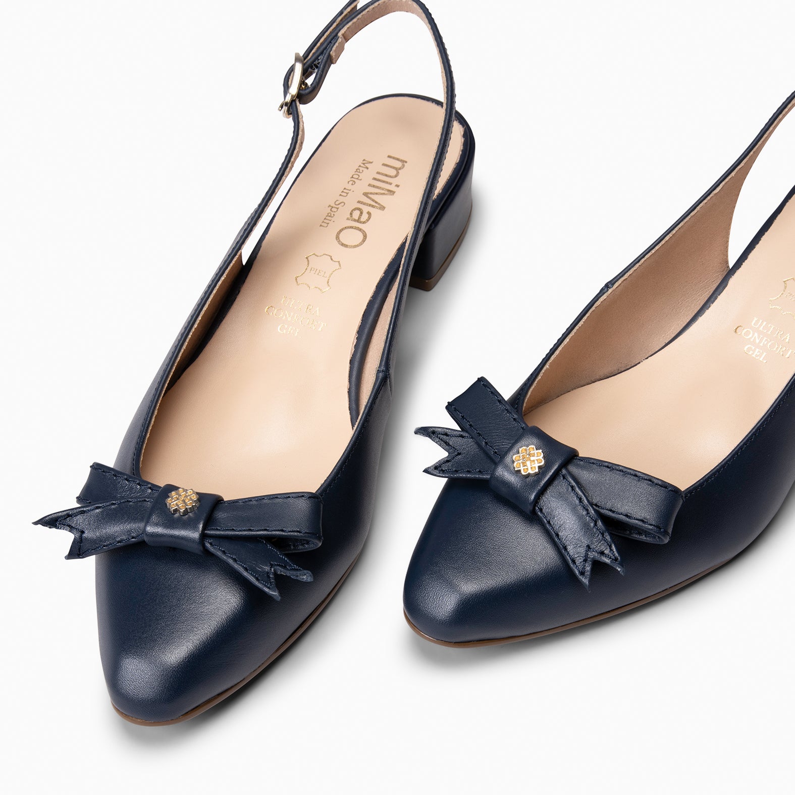 MARTA – Slingbacks en cuir BLEU MARINE
