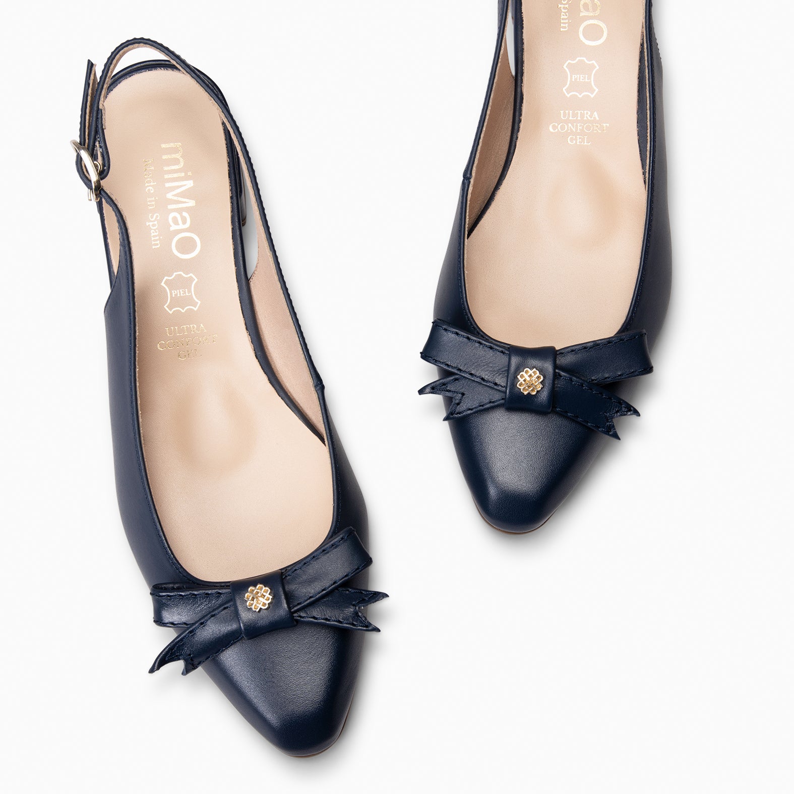 MARTA – Slingbacks en cuir BLEU MARINE