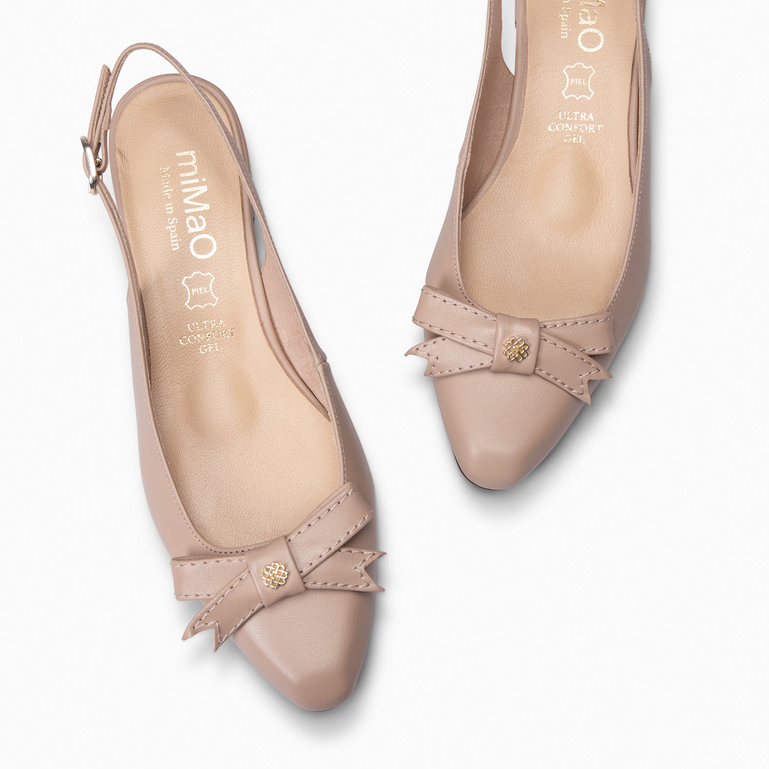 MARTA - ZAPATOS DESTALONADOS CON LAZO CAMEL - miMaO ®