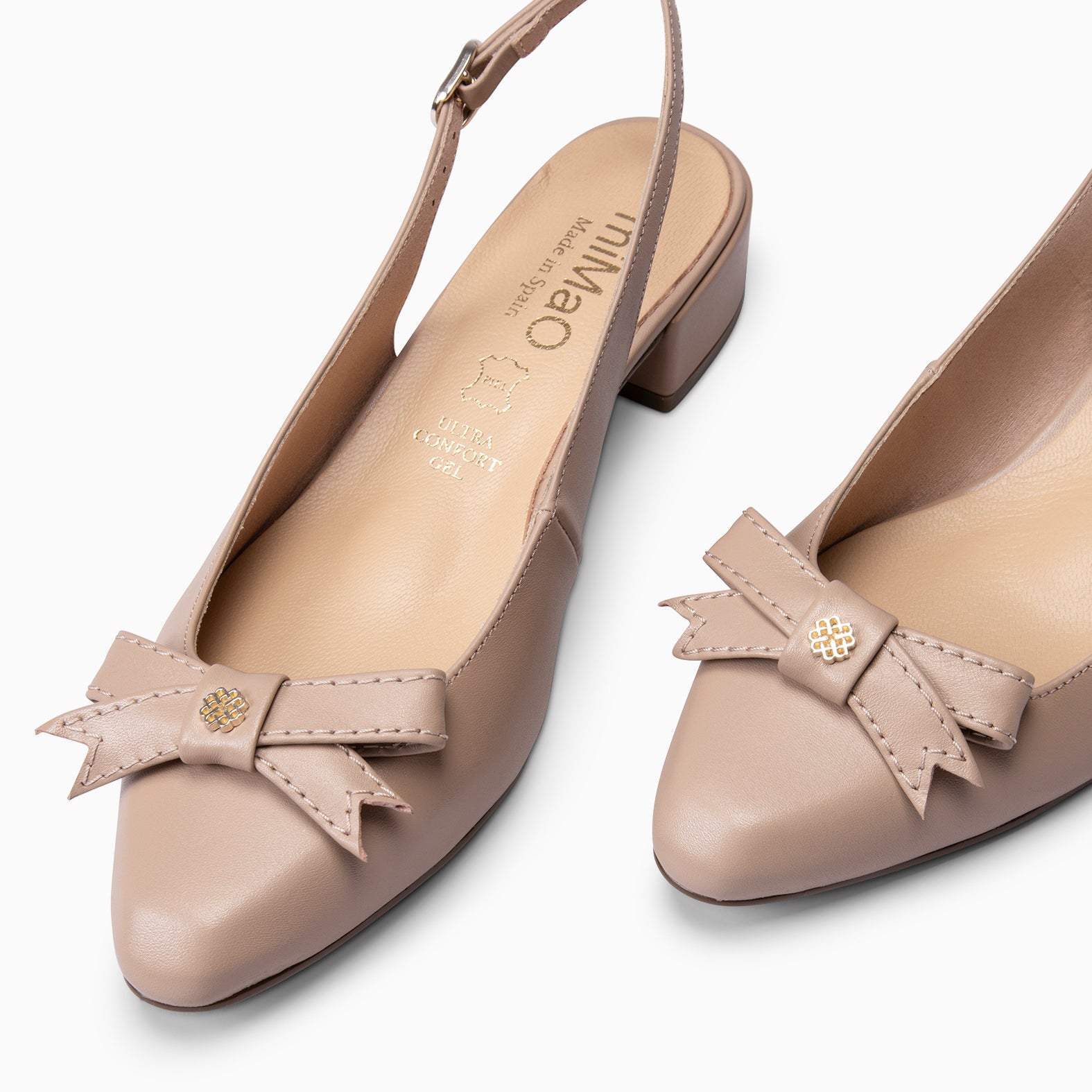 MARTA - ZAPATOS DESTALONADOS CON LAZO CAMEL - miMaO ®