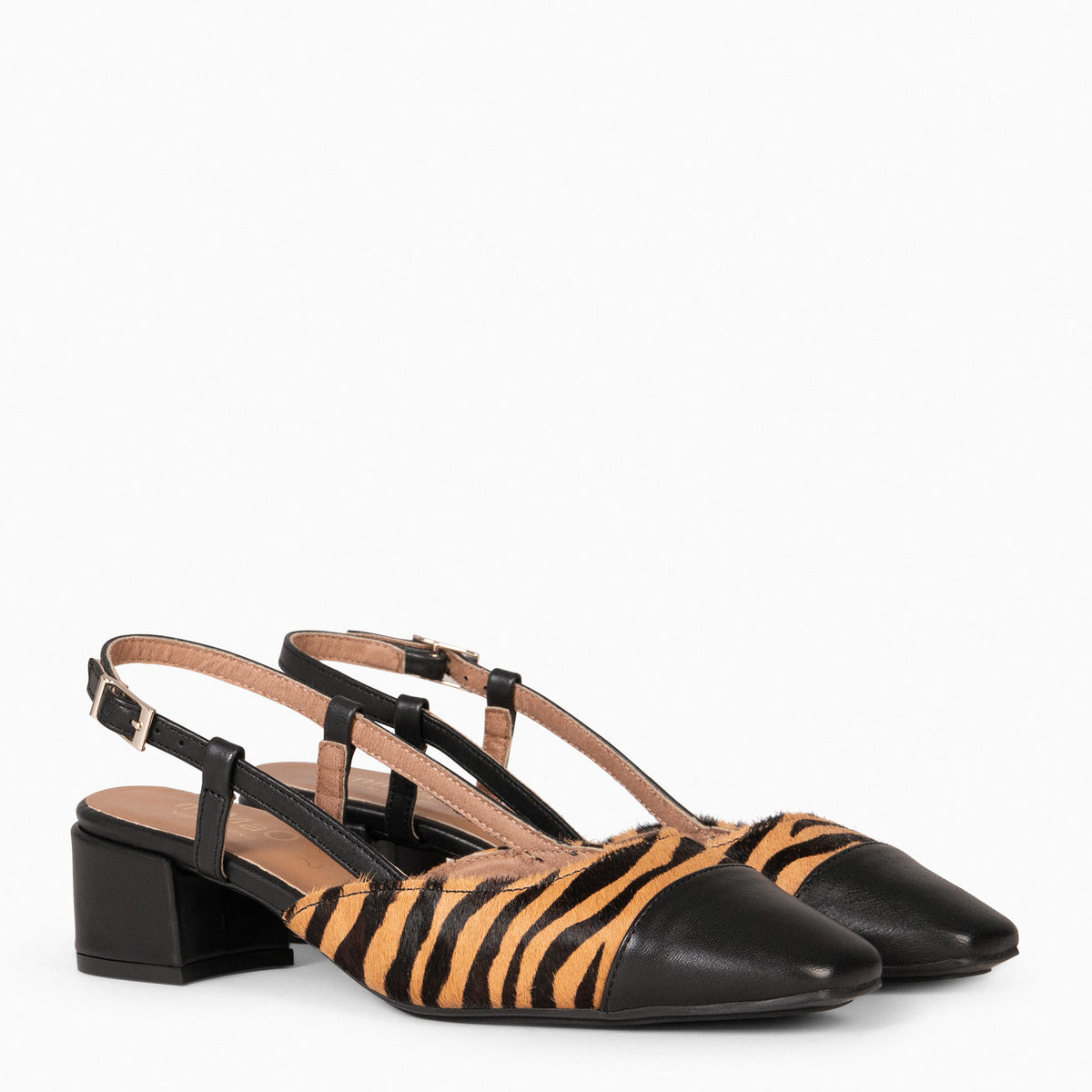 AUDREY – Escarpins à bride bicolores ANIMAL PRINT