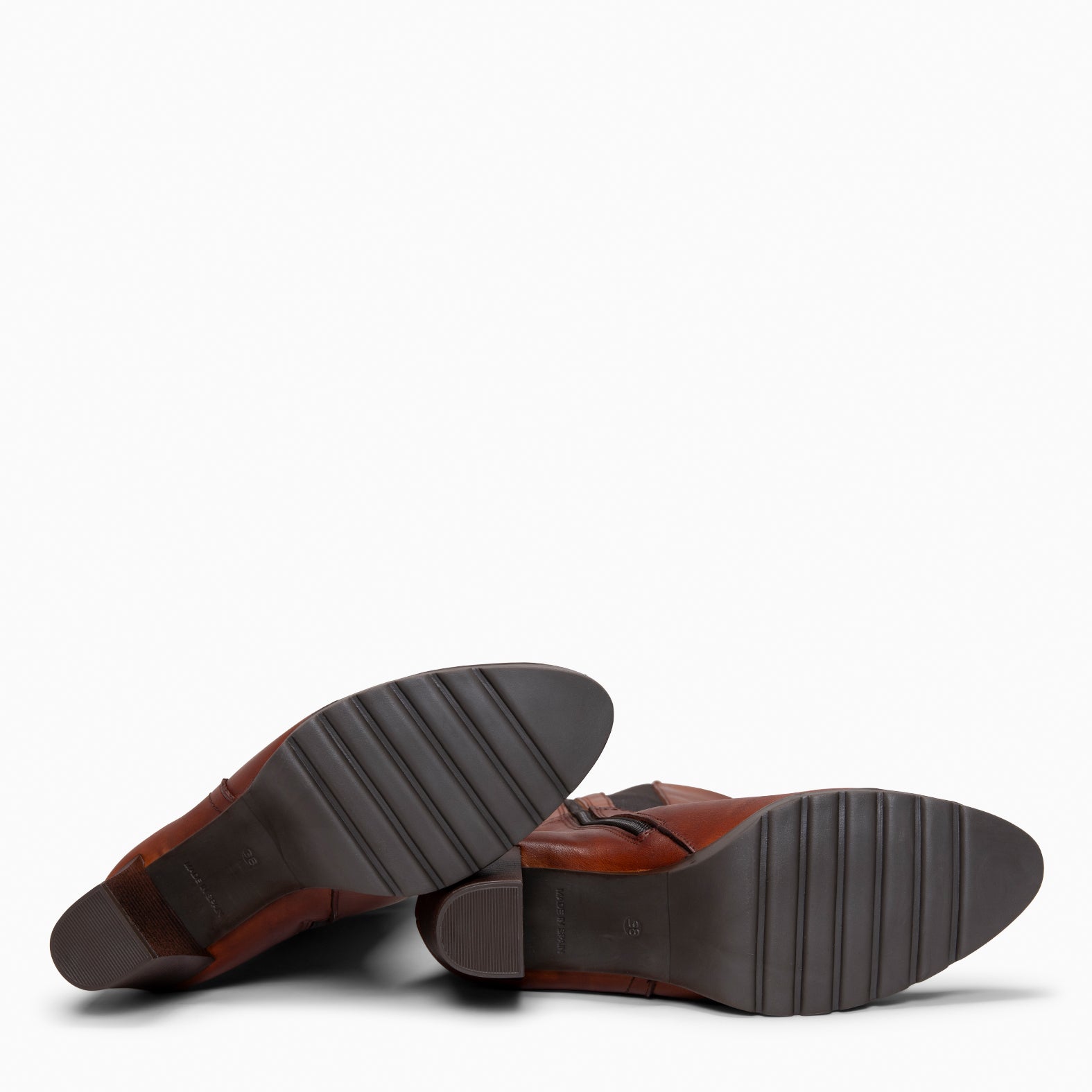 ARIANA XL - Botas de tacón y plataforma altas de piel MARRON - miMaO ®