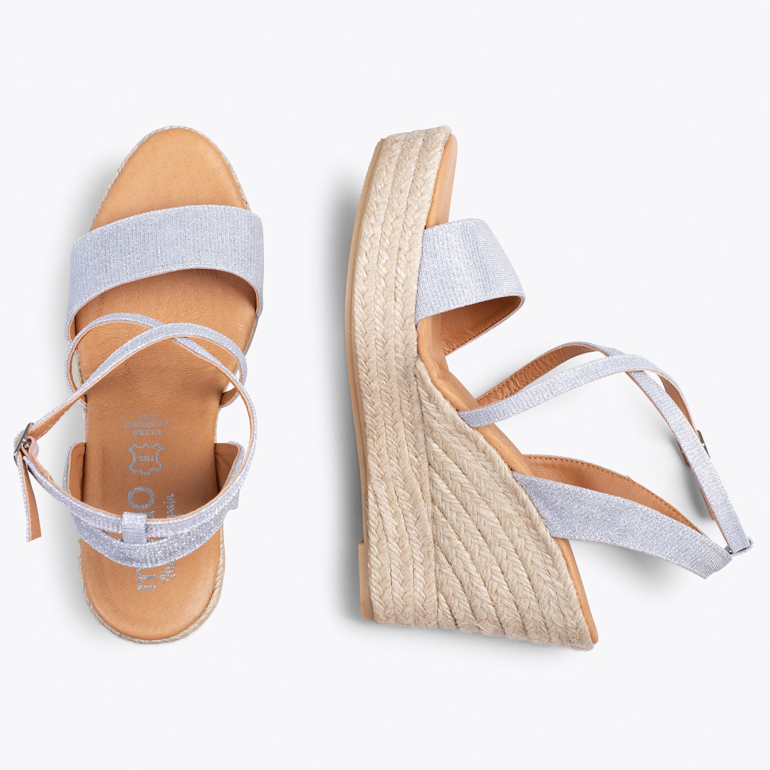 FARO - Espadrilles à talon compensé haut ARGENTÉ