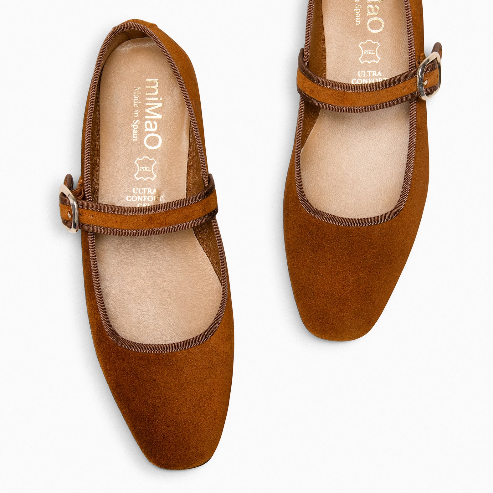 CLARA - Merceditas con puntera cuadrada en CAMEL - miMaO ®